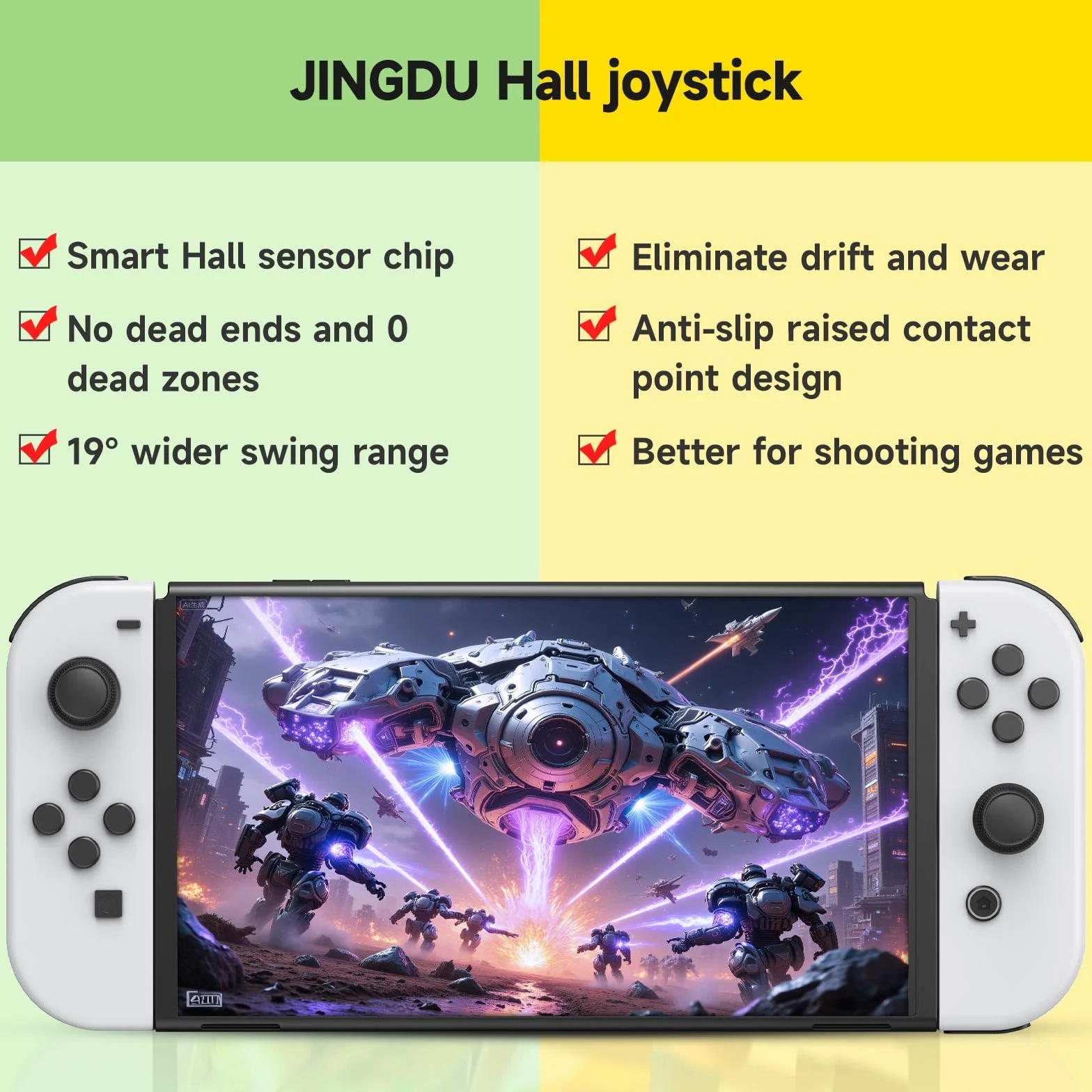 JINGDU Zestaw zastępczy joysticka kompatybilny z przełącznikiem, joystick z efektem Halla, kompatybilny z Switch NS/Switch OLED/Switch Lite, kontroler przełączników, zestaw narzędzi naprawczych, 2 szt