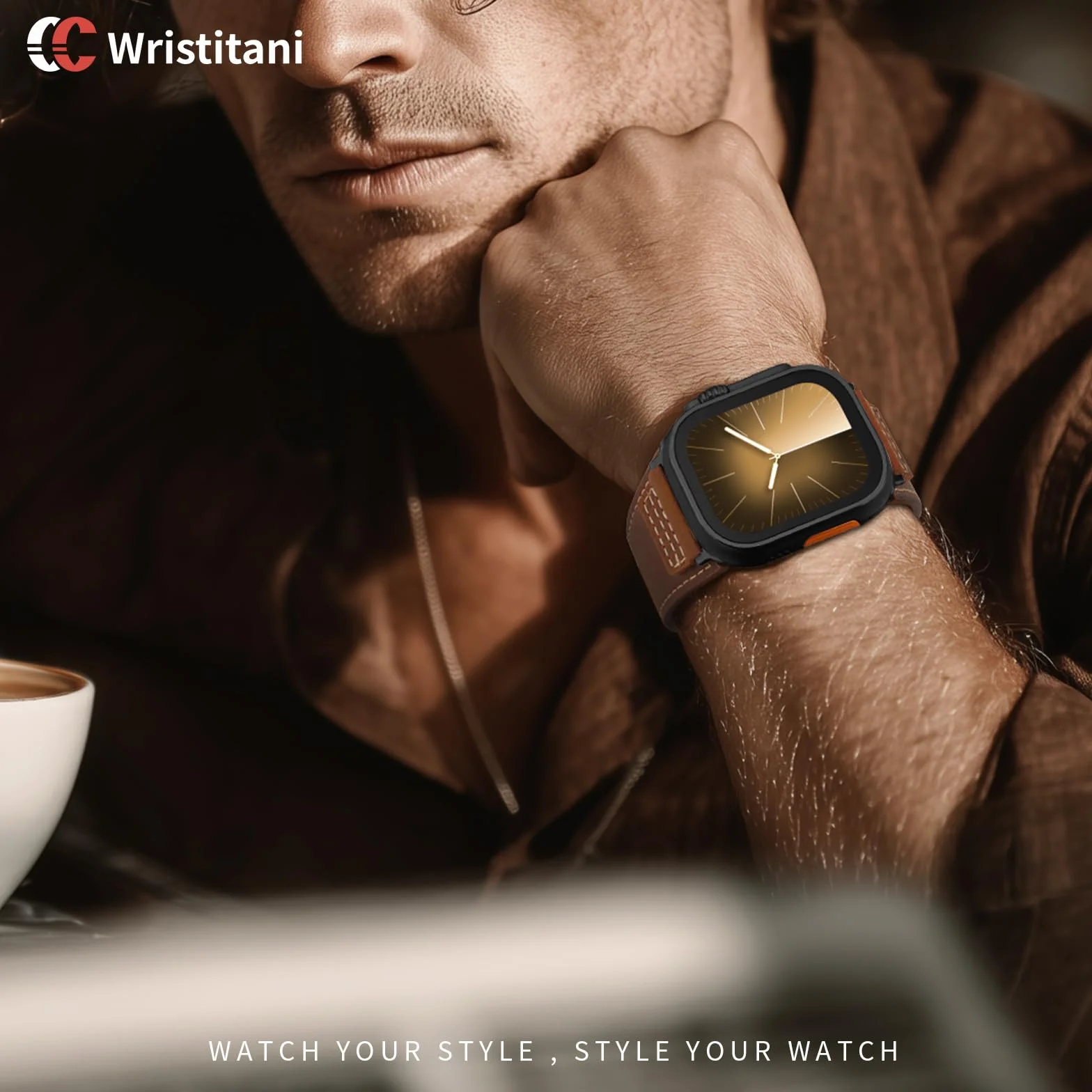 Wristitani Pasek z prawdziwej skóry w stylu vintage, kompatybilny z Apple Watch 44 mm, 45 mm, 46 mm, 42 mm, 49 mm, 41 mm, 40 mm, 38 mm, zapasowy pasek dla kobiet i mężczyzn do iWatch Ultra 2/3, Series