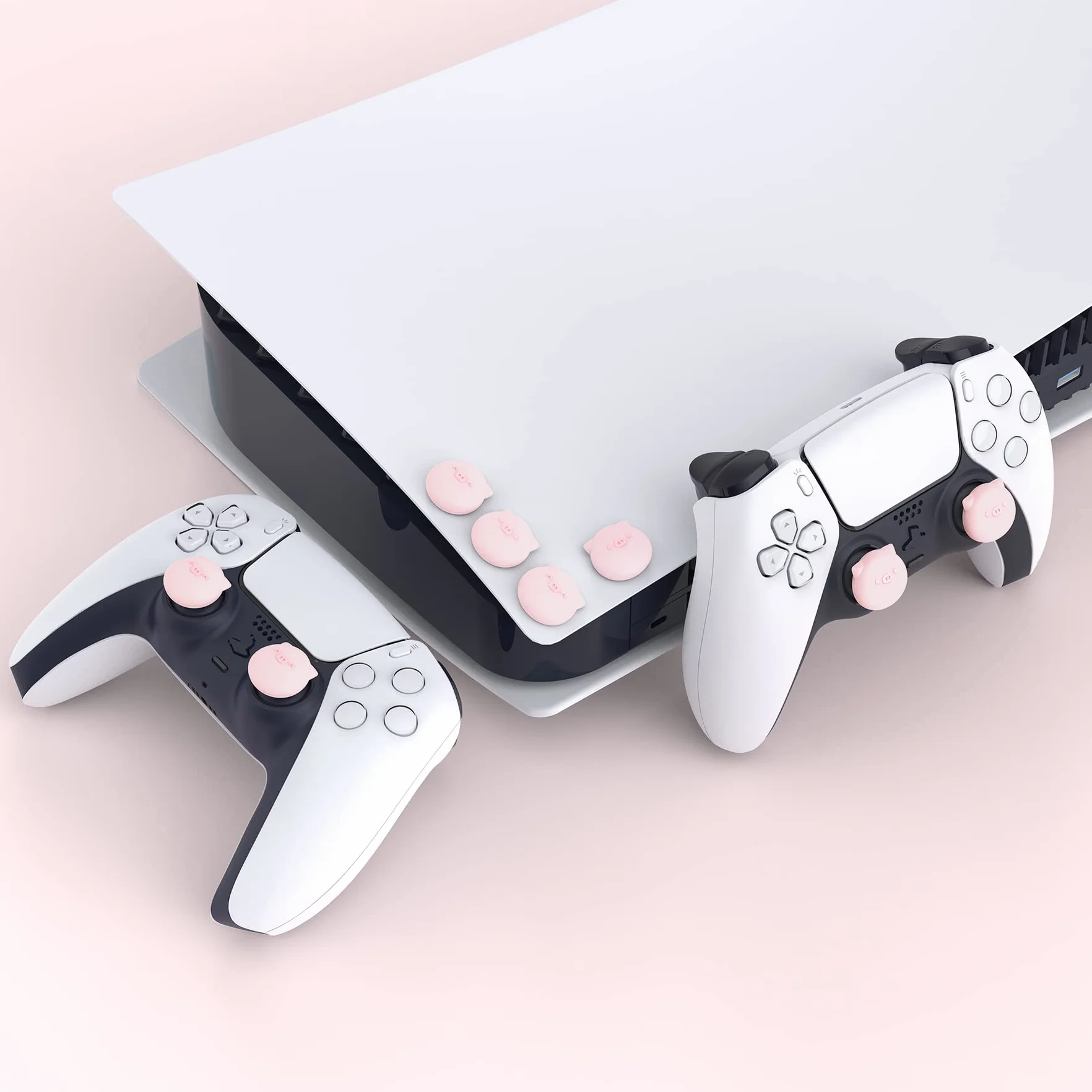 PlayVital 4PCS Thumb Grip Caps do ps5 Controller Nakładki na kciuk do ps4,Analogowa Osłona Sztyftu kompatybilny z Xbox Series X/S,Uchwytami na Kciuki do Switch Pro-Pyzata Świnka