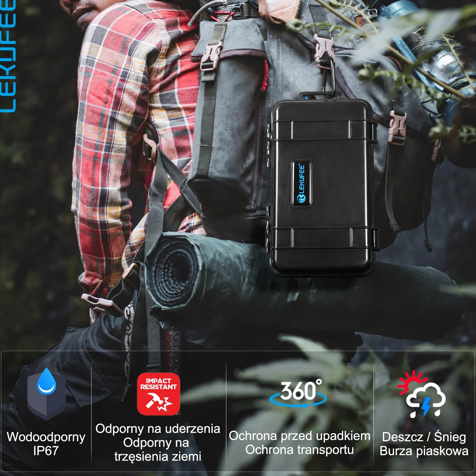 LEKUFEE Podróżny wodoodporny twardy futerał na DJI Osmo Pocket 4,Osmo Pocket 3/Creator Combo/Power Expansion Combo/kamera do vlogowania i akcesoria (tylko etui i torba)