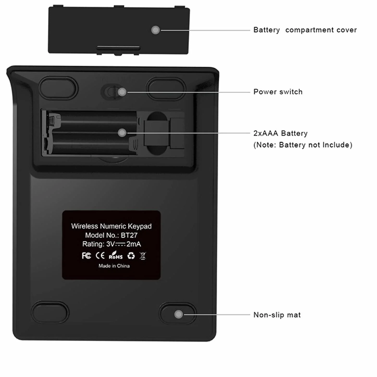 Bezprzewodowe Klawiatury Numeryczne, 27 Klawiszy Bluetooth Przenośny Numer Numpad Szybki Transfer Danych Automatyczna Klawiatura do Gier w Trybie Uśpienia Obsługa Klawiszy Skrótów do Laptopa Tablet