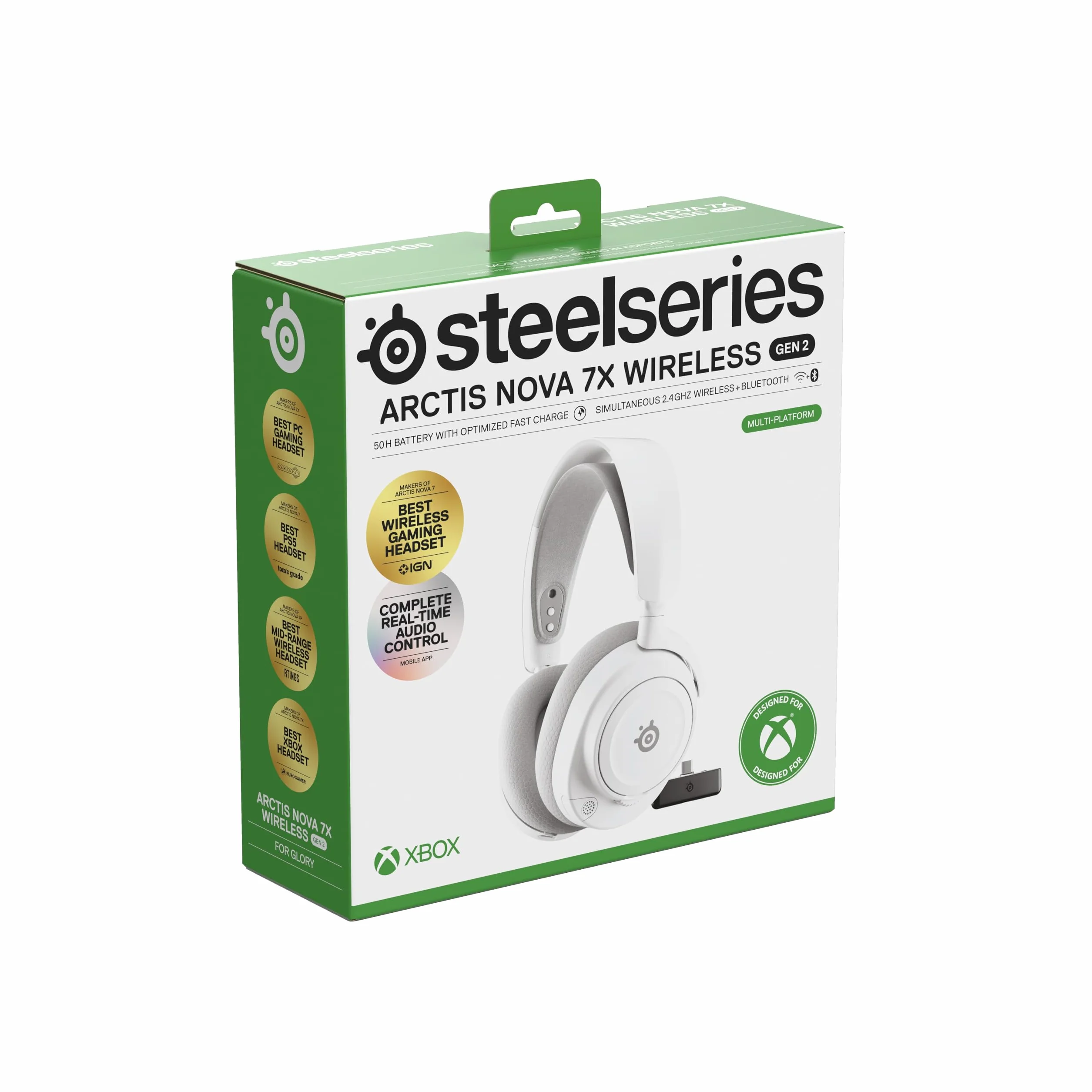 SteelSeries Arctis Nova 7X Wireless Gen 2 do gier -sterowanie aplikacją w czasie rzeczywistym - 50H + -przetworniki magnetyczne z magnesem neodymowym -miks 2,4 GHz/Bluetooth-Xbox,PS5,Switch 1/2,mobile