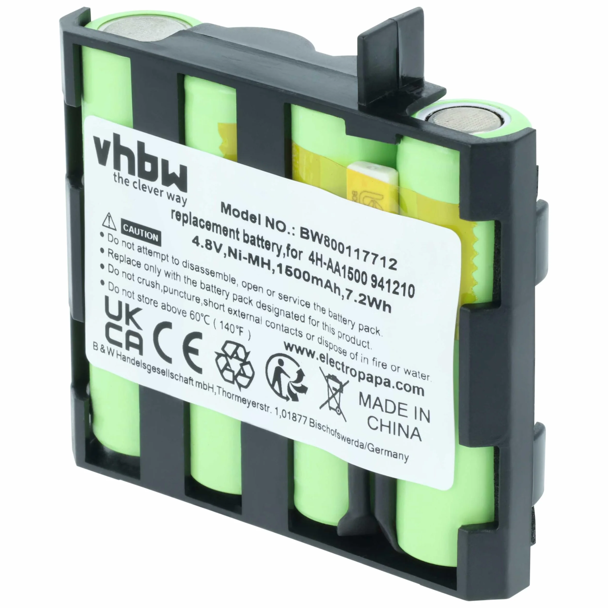 vhbw Akumulator kompatybilny ze stymulatorem mięśni Compex - zastępuje Compex 4H-AA1500, 941210, 941213 - (NiMH, 1500 mAh, 4,8 V) - akumulator, akumulator zastępczy