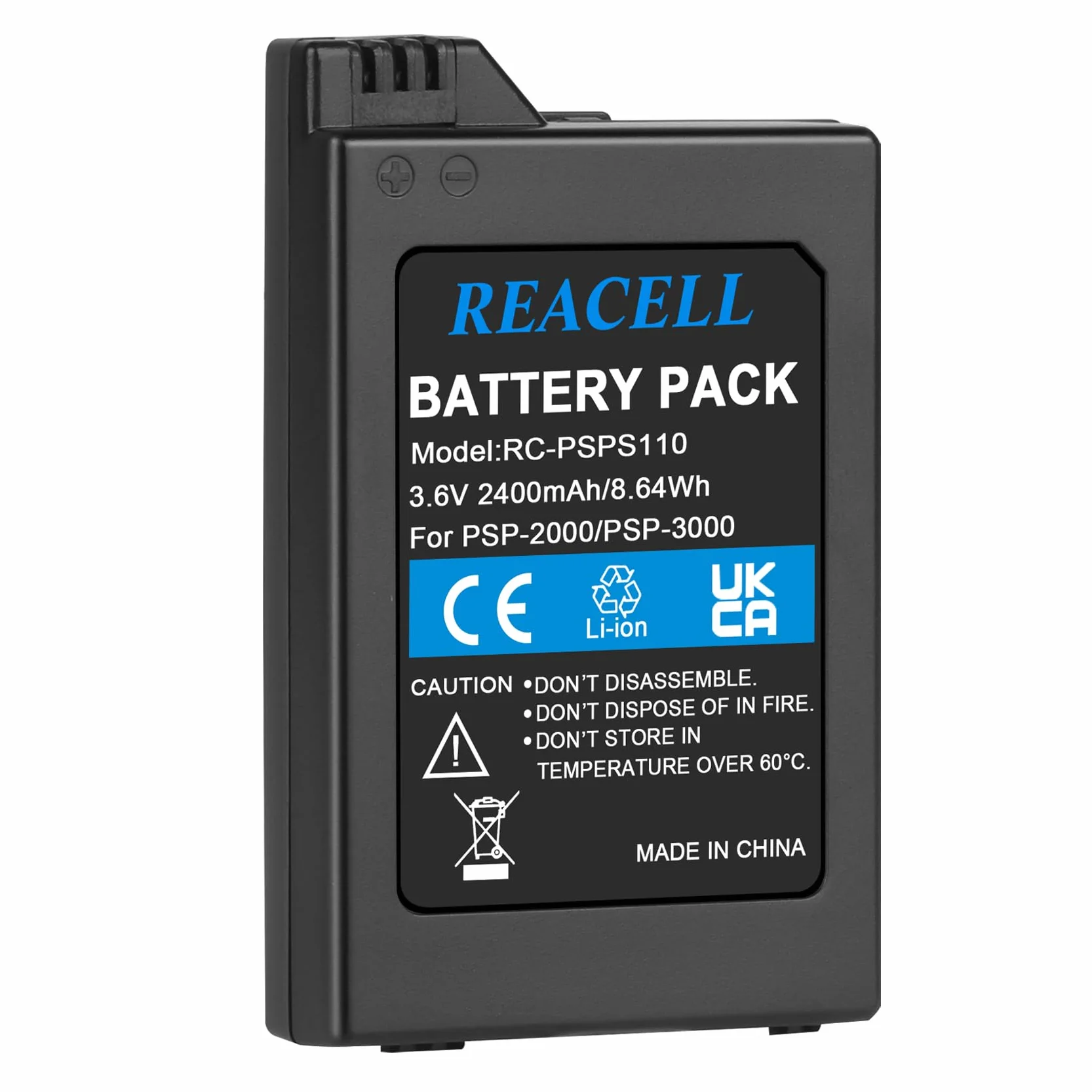 2400mAh 3.6V Zastępczy akumulator do PSP-S110 Kompatybilny z PSP-S110, PSP-2001, PSP-3000, PSP-3004, PSP-3001, PSP-3002