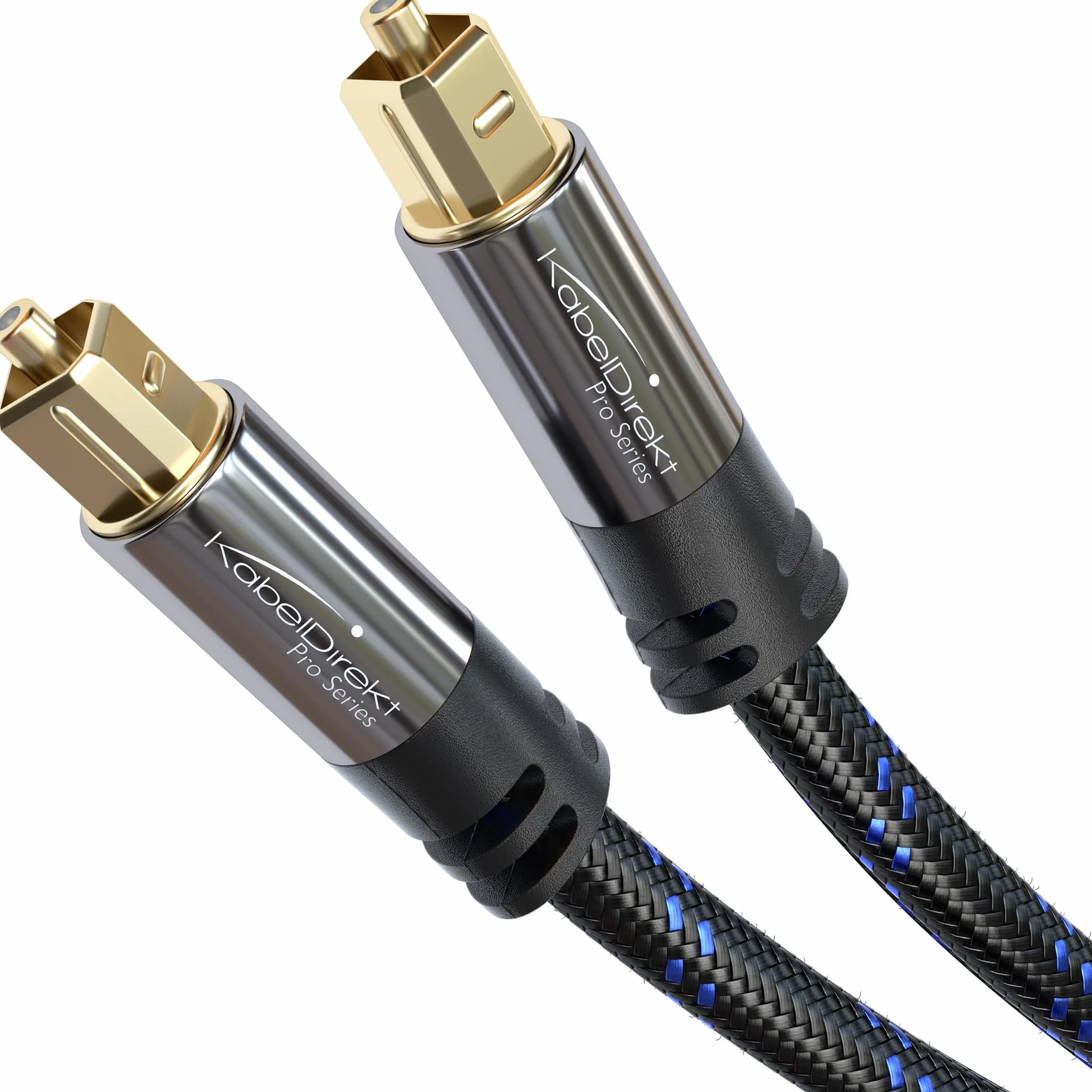 KabelDirekt – Optyczny kabel audio z 0% stratą sygnału – 2 m – Kabel TOSLINK w oplocie nylonowym (S/PDIF, światłowodowy do kina domowego, wzmacniaczy, Gaming, PS4/Xbox)