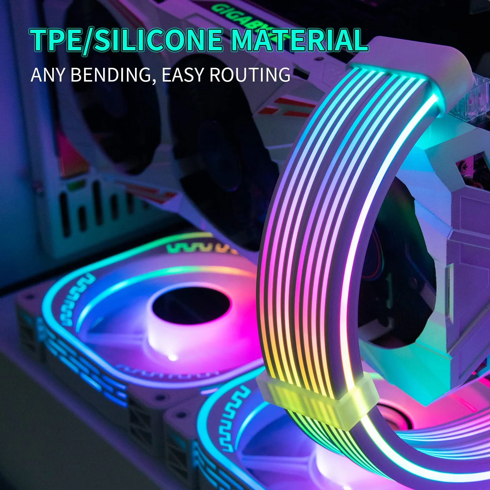 Sirlyr Kable ARGB PC, 2 x 8-pinowe podkaszarki, zasilacz karty graficznej PC, kabel GPU 5 V, 3-pinowy synchronizacja RGB