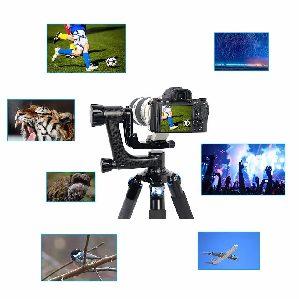 SIRUI PH-10 Gimbal Głowica statywu lekka profesjonalna głowica z włókna węglowego 360 stopni panoramiczna głowica gimbala ze standardem Arca-Swiss 1/10.2 cm płytka szybkiego zwalniania do aparatów