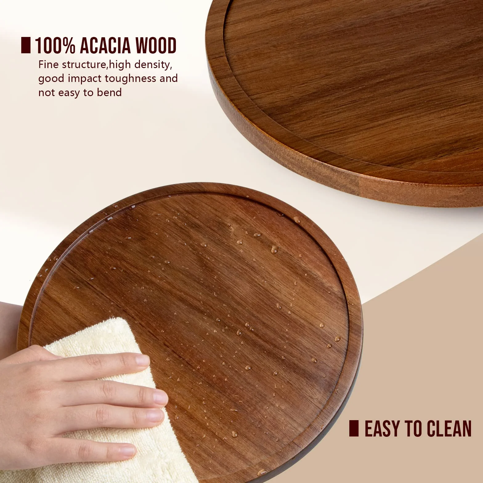 ANBOXIT Lazy Susan Organizer do Szafek, 30,5 cm Drewniany Gramofon Lazy Susan, Obrotowy Stojak na Przyprawy (1 opakowanie)