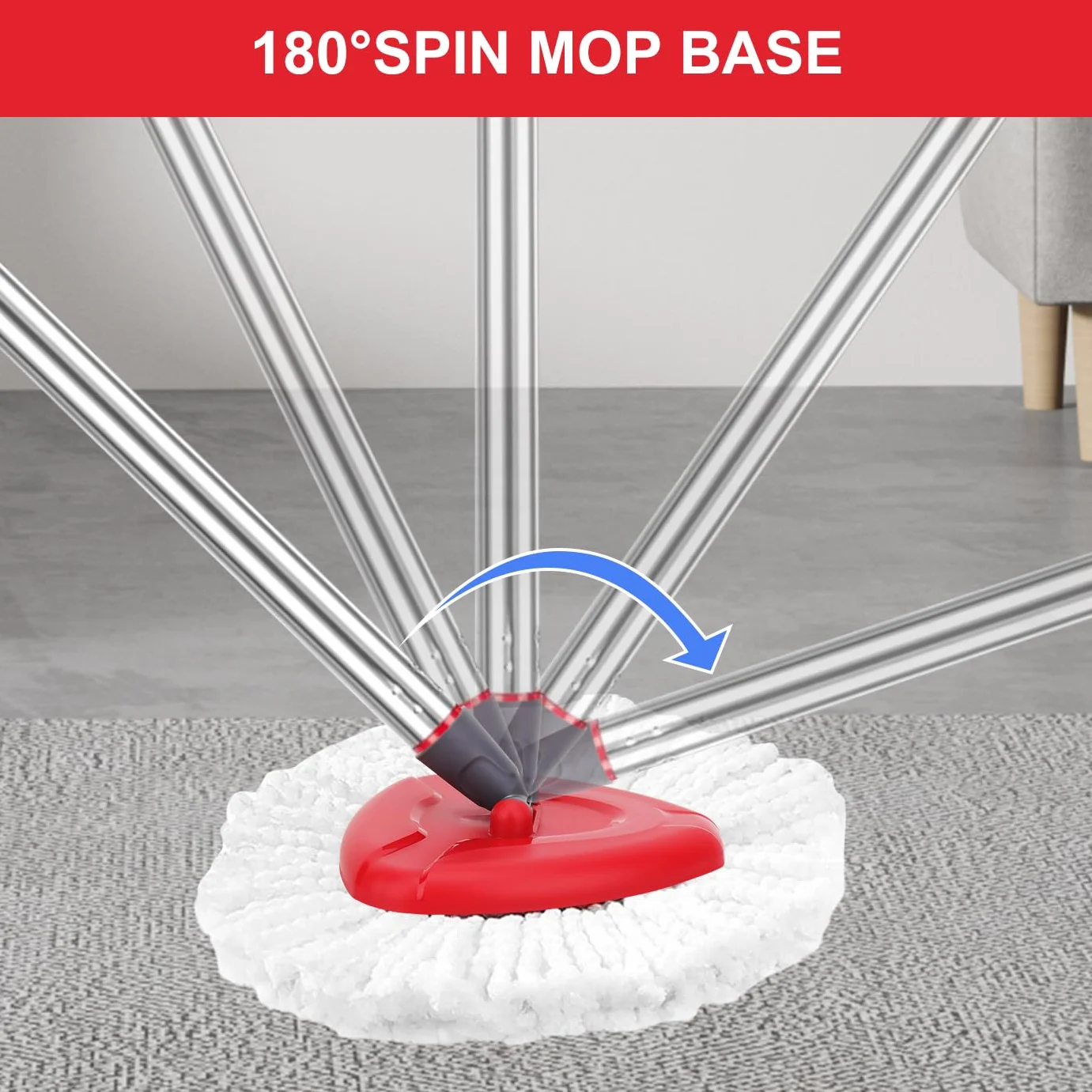 Sgizoku Obrotowa podstawa mopa kompatybilna z wymiennym mopem 2 w 1 Viledar Turbo Smart/Trubo Spin, Plastikowa trójkątna podstawa Akcesoria do mopa O-Cedar EasyWringing&Cleaning