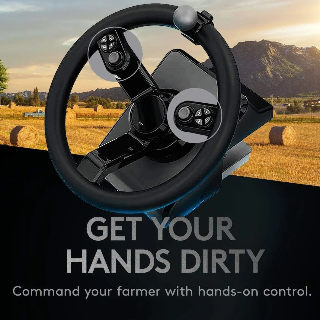 Logitech G Kontroler Farm Sim, kierownica i pedały 900° do Farming Simulator, 38 przycisków, USB, PC/Mac - Czarny