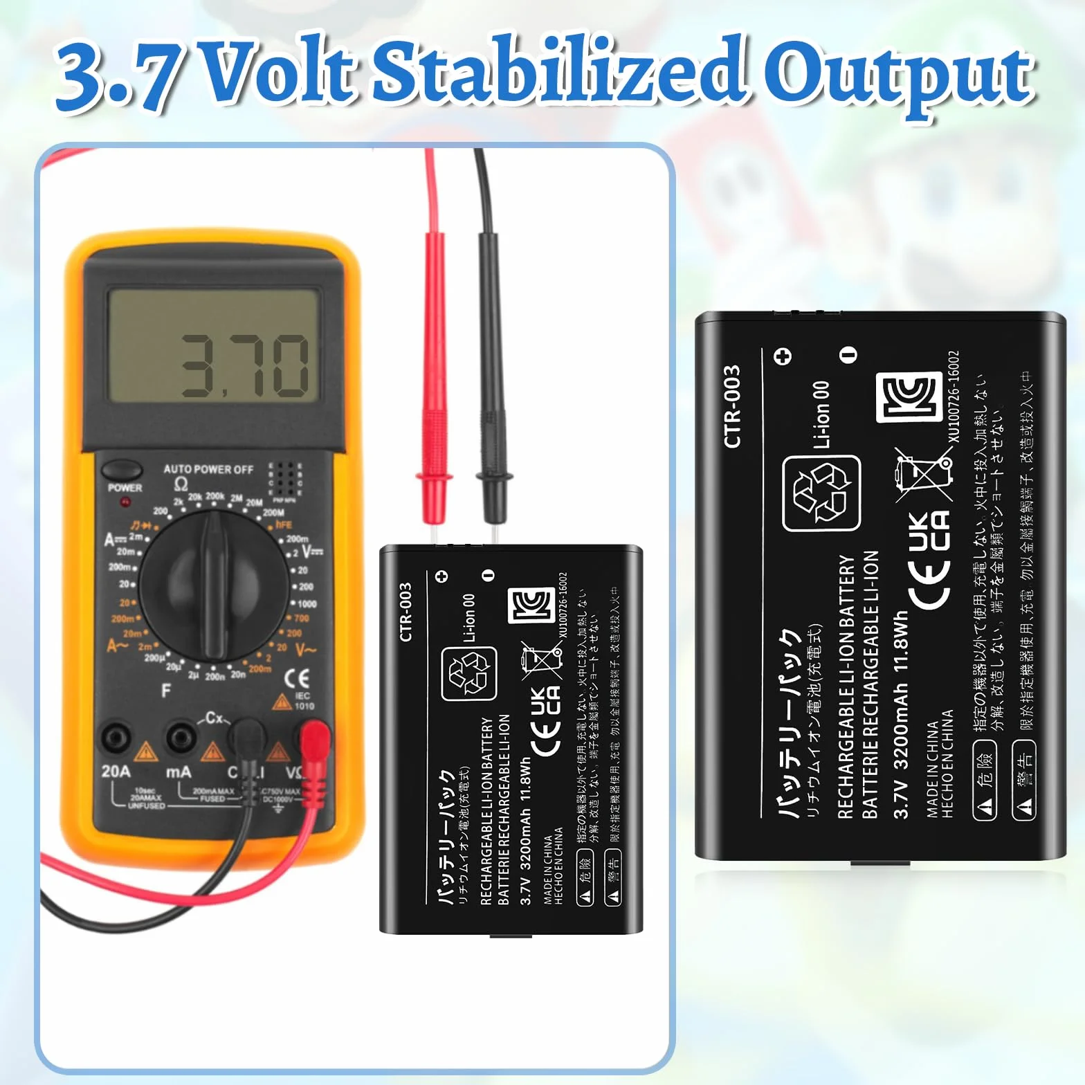 3DS Akku, Bateria CTR-003 [3200mAh] (2024 Nowa Ulepszona Wersja), Bateria CTR-003 kompatybilna z konsolą do gier Nintendo 3DS N3DS CTR-001 MIN-CTR-001 z zestawem narzędzi (Nie dotyczy New 3DS, 3DS XL)