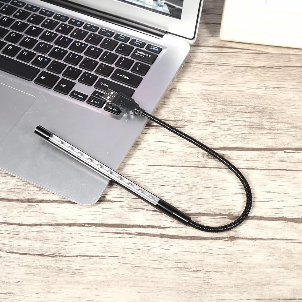 Elastyczne diody LED Mini USB 10 lamp-Taschenlampe do laptopa komputer stancjonarny Tastatur (Schwarz)