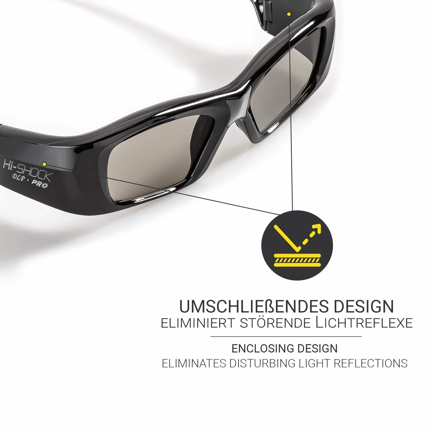 2X Hi-SHOCK DLP Pro 7G Black Diamond okulary DLP Link 3D do wszystkich projektorów DLP 3D | kompatybilne z Optoma, Ace, Benq, Vivitec, Viewsonic, LG [najnowszy generacji]