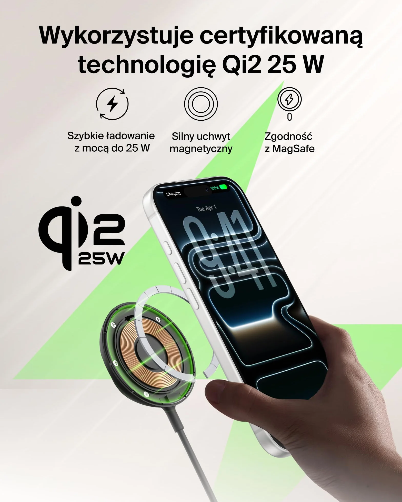 Belkin UltraCharge Ładowarka Magnetyczna z Qi2 25 W, Zgodna z MagSafe Podkładka do Ładowania Bezprzewodowego z Pasywnym Chłodzeniem, Podstawka do iPhone’a Serii 17, Pixelsnap, AirPods Pro – Czarna
