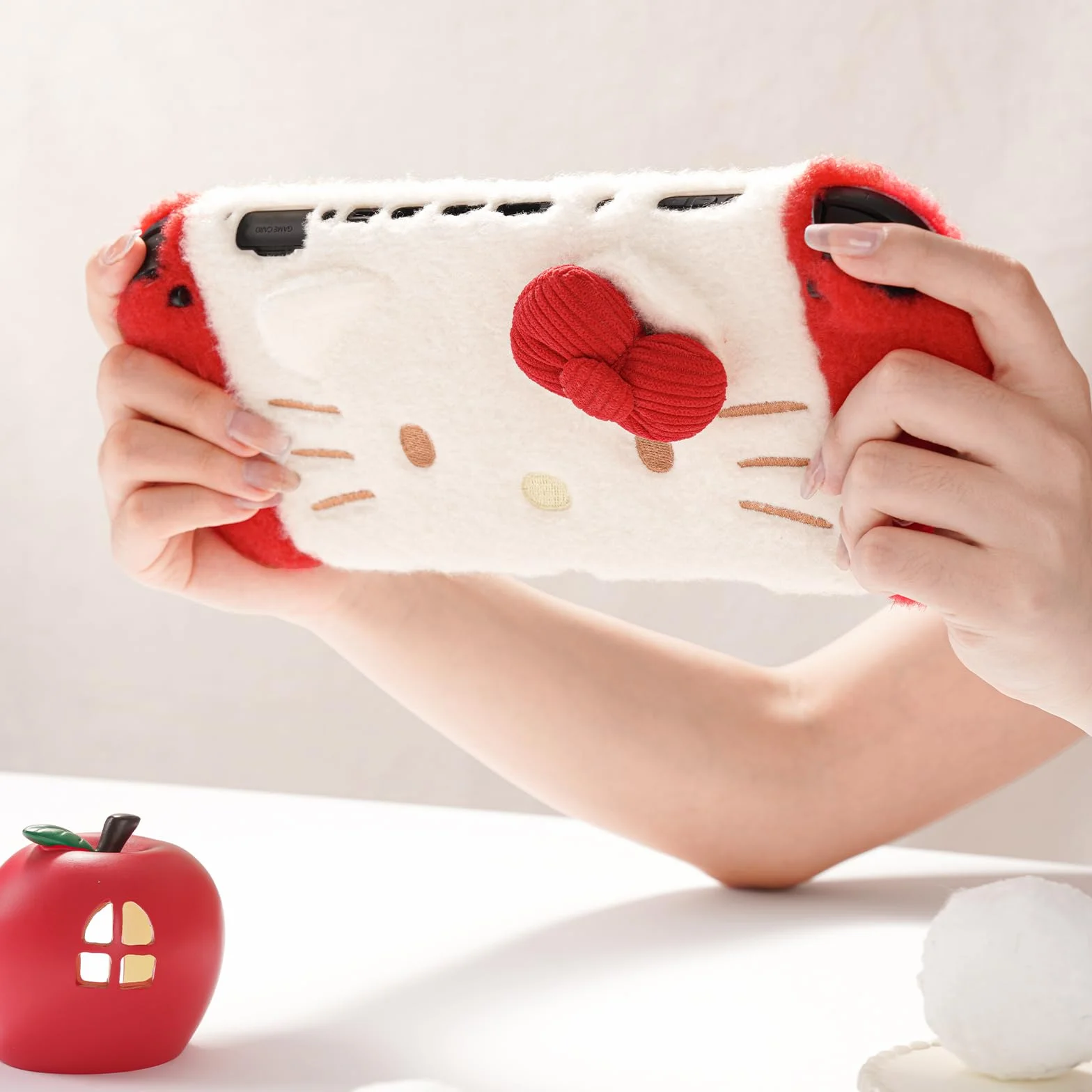 Kuitmor pluszowa osłona ochronna dla Switch 2, Kawaii-osłona, twardy PC, smukła obudowa, kompatybilna z konsolą do gier Switch 2025 i kontrolerem joysticka – HLK