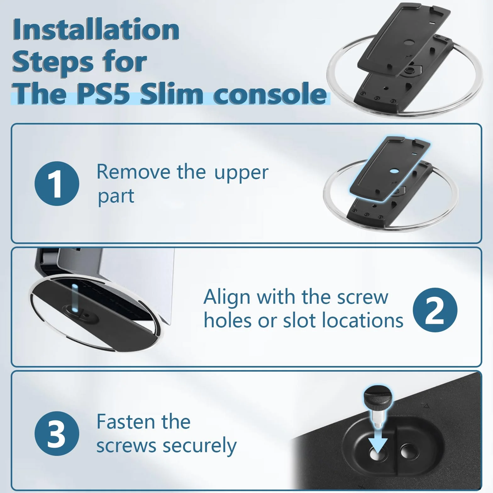 Pionowa podstawa do PS5 Slim i Playstation 5 Pro - antypoślizgowa podstawa ABS - stojak akcesoria do konsoli PS5