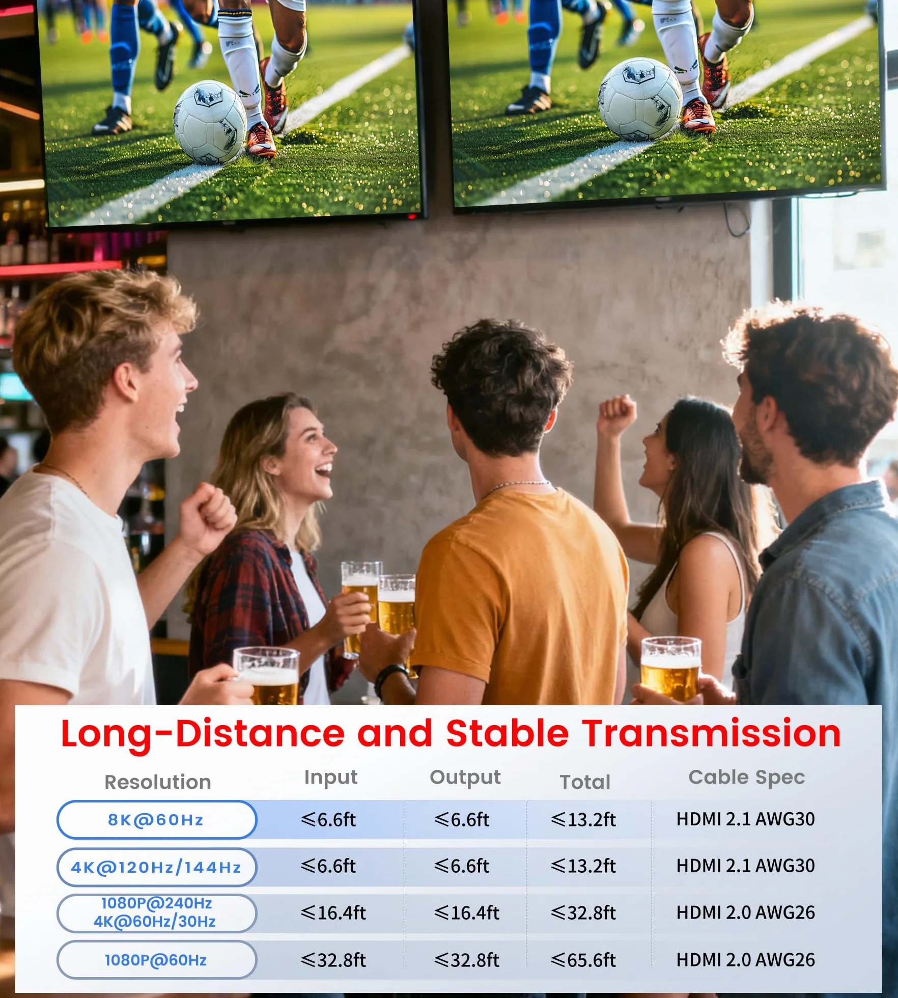 Ekstraktor audio HDMI 8K 60 Hz rozdzielacz 1 w 2 wyjścia z wyjściem audio, HDMI do 2X HDMI + Toslink SPDIF + współosiowy + 3,5 mm, obsługuje Dobly Atmos 7.1, DTS, HDCP 2.3, Down Scaler, idealny do TV