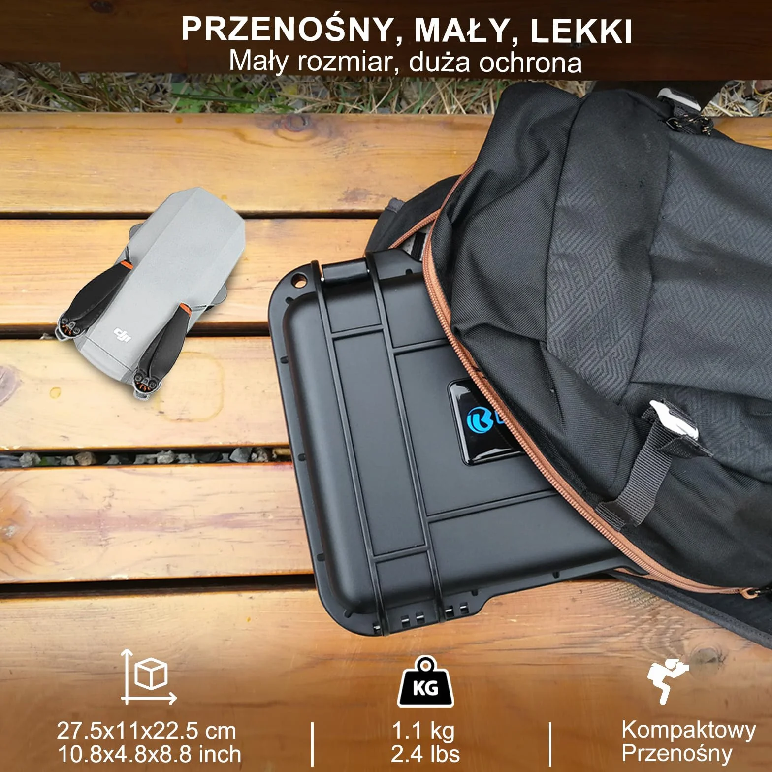 LEKUFEE Kompaktowa, przenośna, wodoszczelna torba do przenoszenia, walizka kompatybilna z dronem DJI Mavic Mini 2 i akcesoriami Mavic Mini 2 (mini 2 drony i akcesoria nie wchodzą w zakres dostawy),