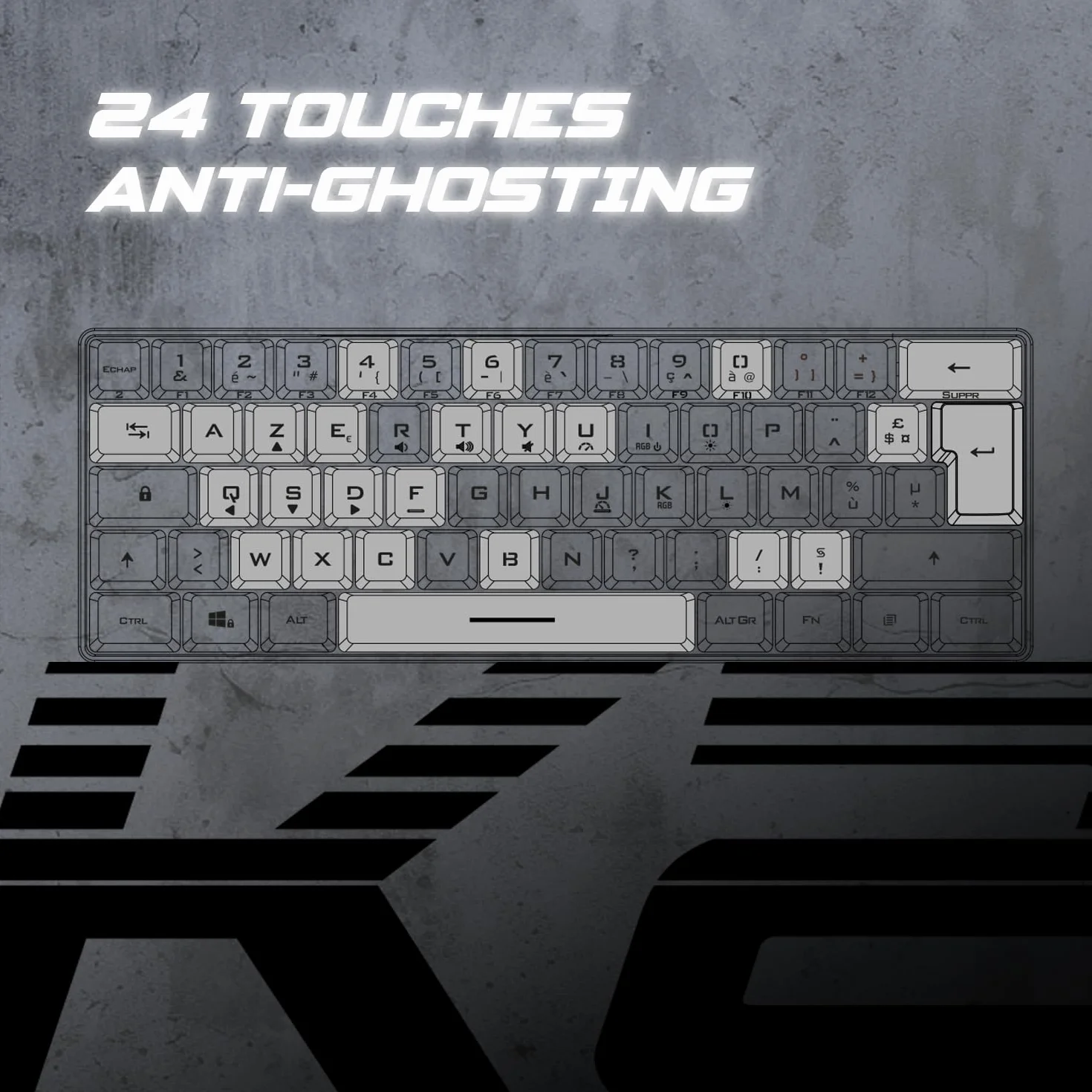 Spirit Of Gamer Pro K2 pół-mechaniczna przewodowa klawiatura gamingowa TKL 60% 62 klawisze antyghosting RGB czarna