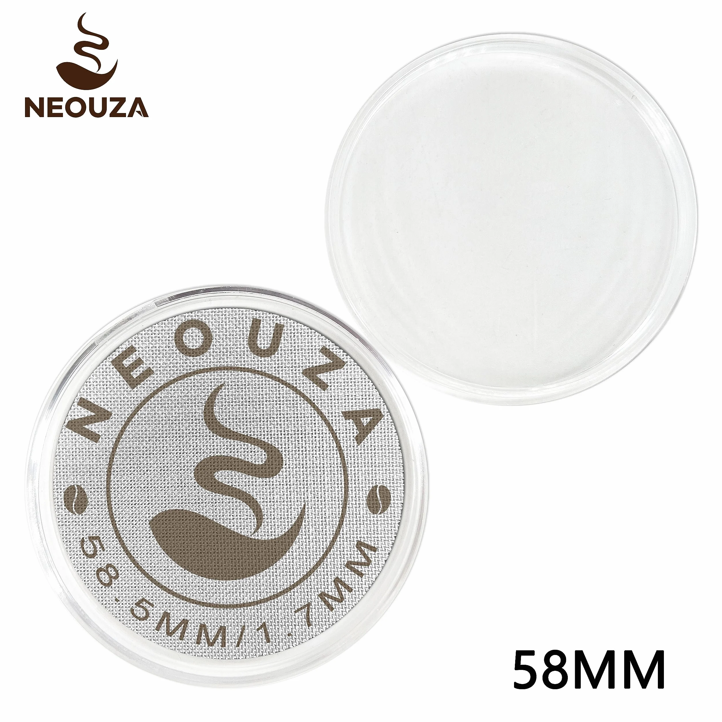NEOUZA Krążek do espresso, 51 mm, wielokrotnego użytku, 1,7 mm, grubość 150 μm, stal nierdzewna, profesjonalny, dla baristy, filtr do kawy, siatka, do kolby, portafilter