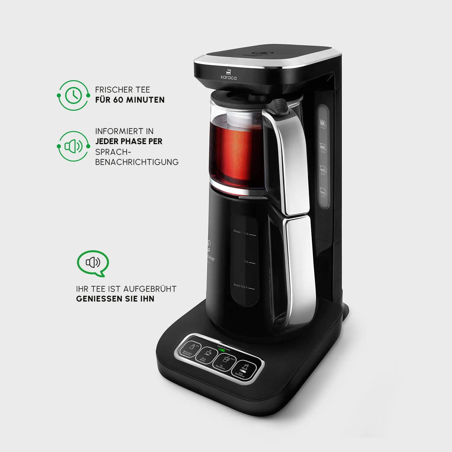 Karaca Caysever Robotea Pro 4 w 1 zaparzacz do herbaty i ekspres do kawy 2500 W chrom