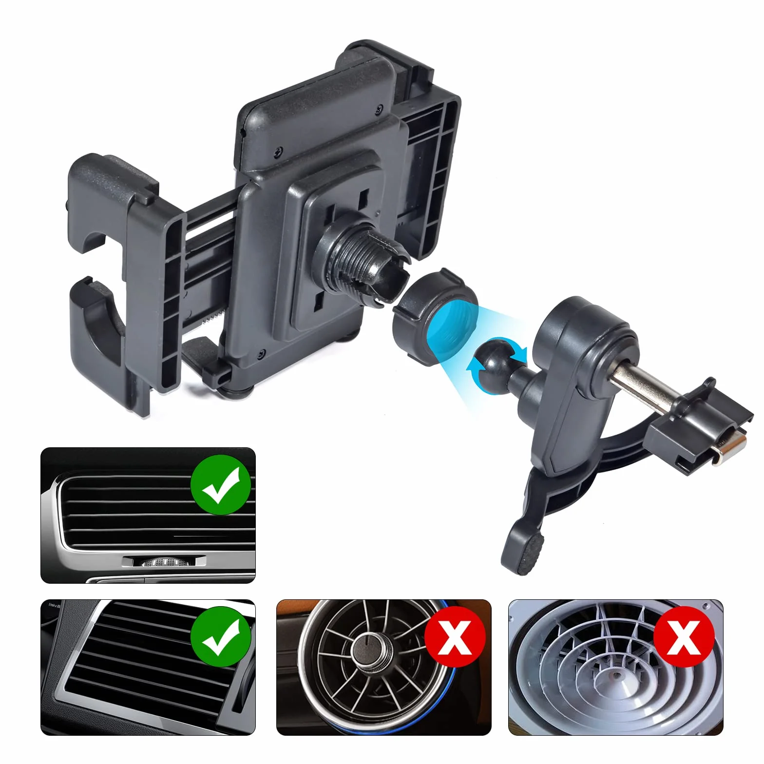 UAYESOK Uchwyt na krótkofalówkę samochodową, obrotowy, kompatybilny z Motorola Baofeng Kenwood HYT Yaesu Icom Midland Retevis Handheld Two Way Radio Portable do samochodów SUV Air