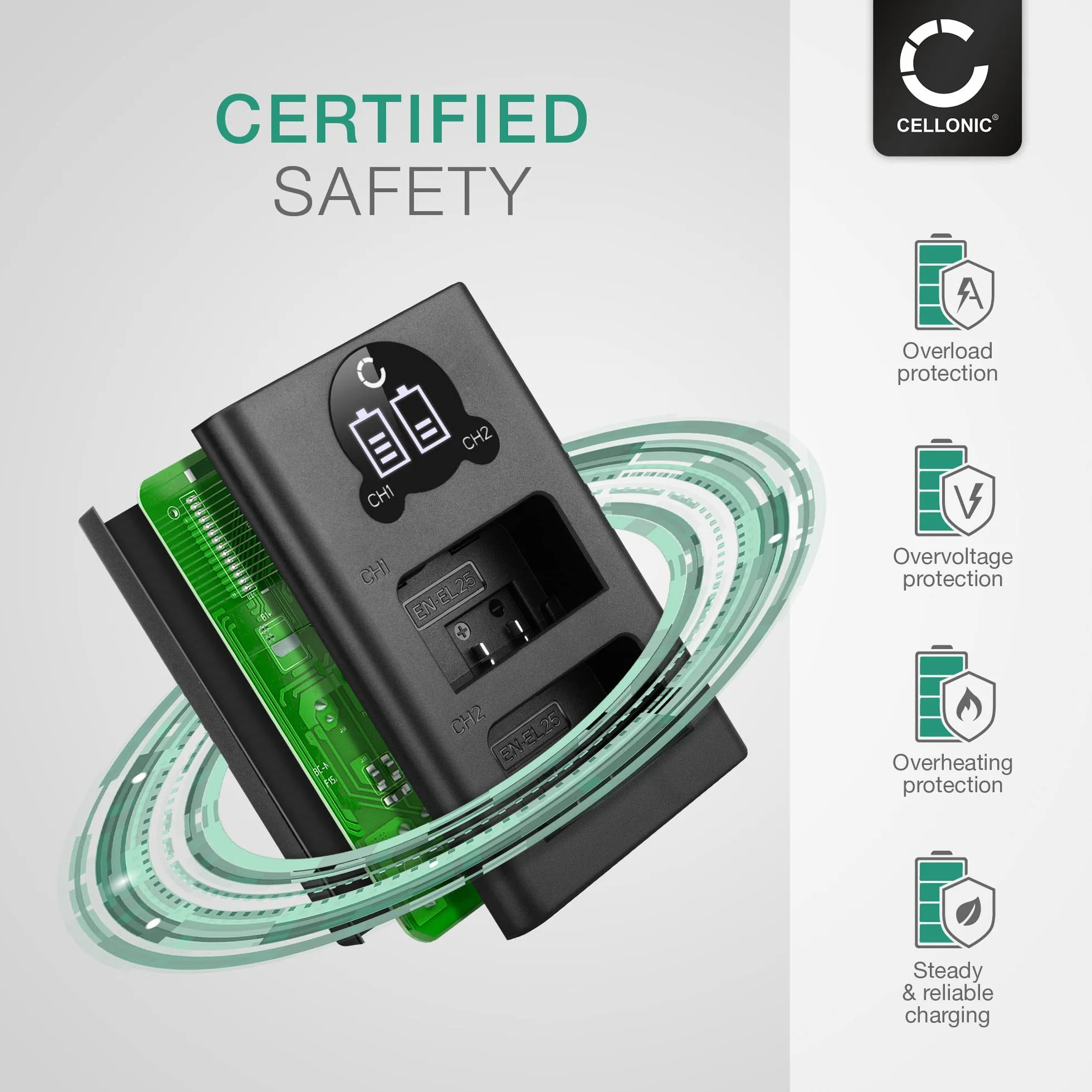 CELLONIC® inteligentna i szybka ładowarka podwójna kompatybilna z Nikon Z 50 / Z FC Dual MH-32