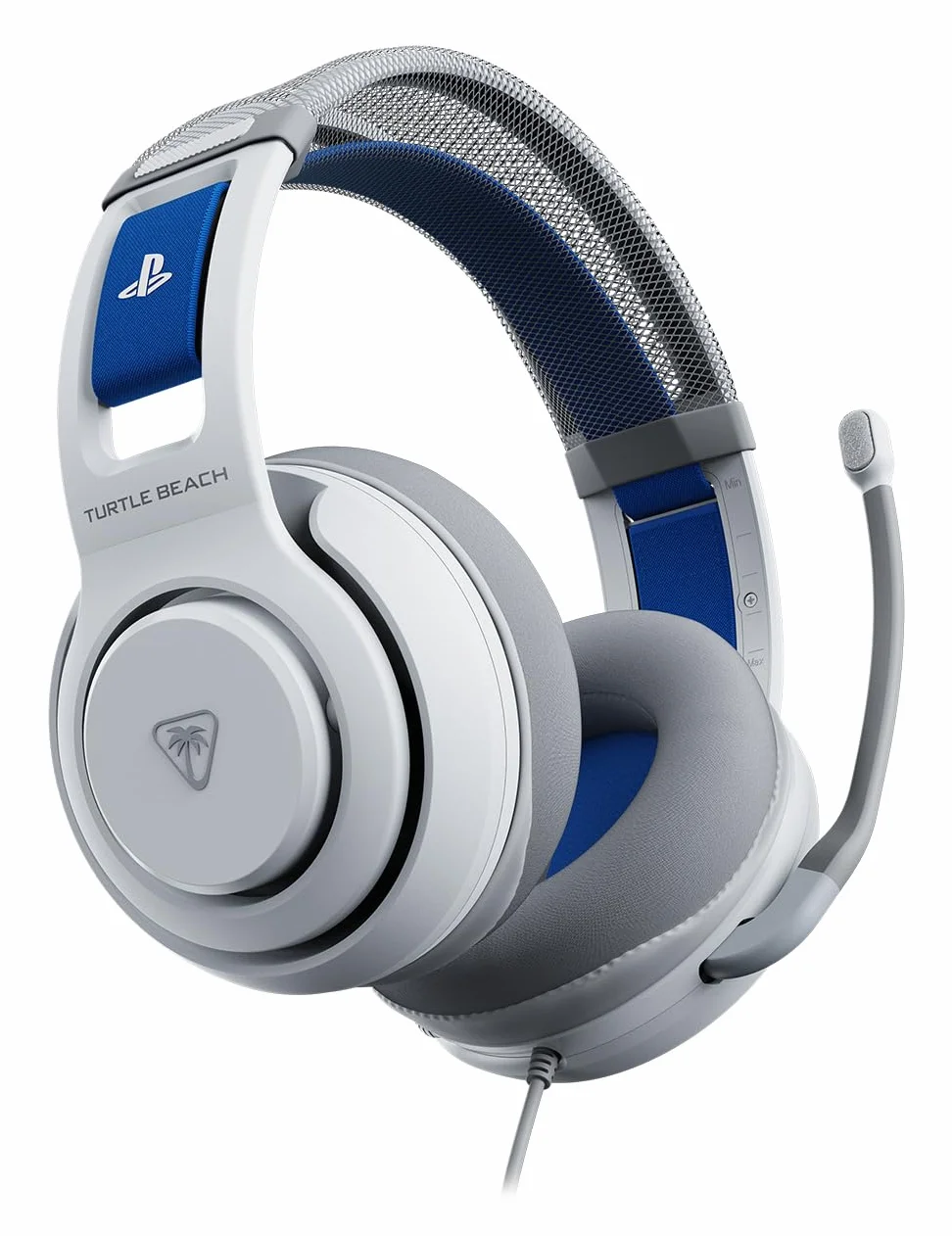 Turtle Beach Atlas 200 oficjalnie licencjonowanych białych przewodowych słuchawek do gier PlayStation, PS5, PS4, 50 mm Nanoclear, mikrofon flip-to-mute, nauszniki z pianki pamięci, ruchomy pałąk