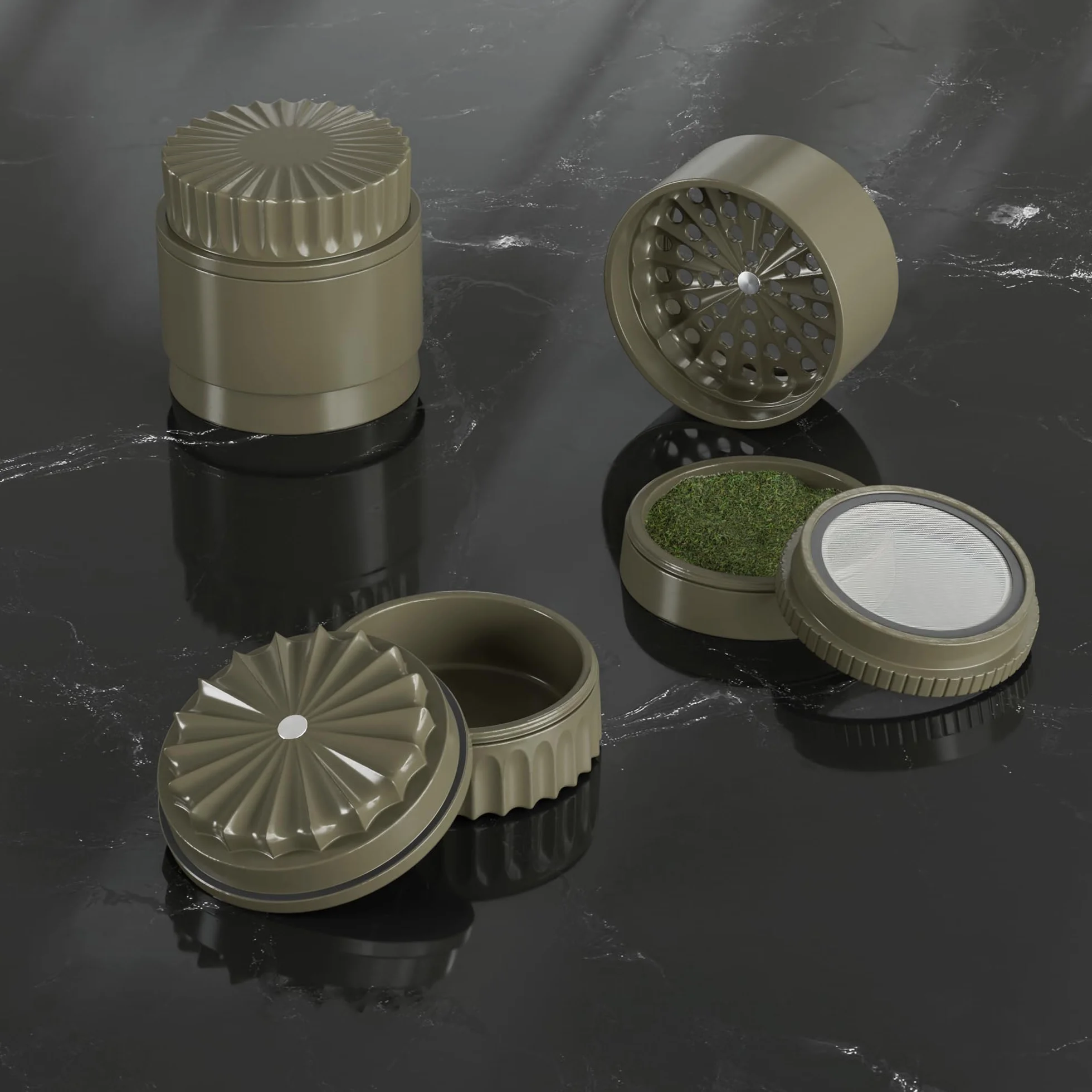 Bezzębny młynek do ziół Ø 63 mm 5-częściowy powłoka nano-ceramiczna Mud