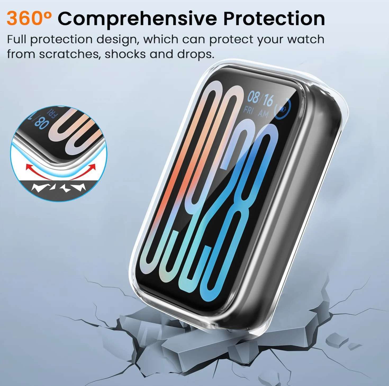 iVoler 3 sztuki przezroczystego etui z folią ochronną do Xiaomi Smart Band 9 Pro/Xiaomi Mi Band 9 Pro, pełne pokrycie, ultra cienki miękki futerał TPU, 2 przezroczyste 1 czarny
