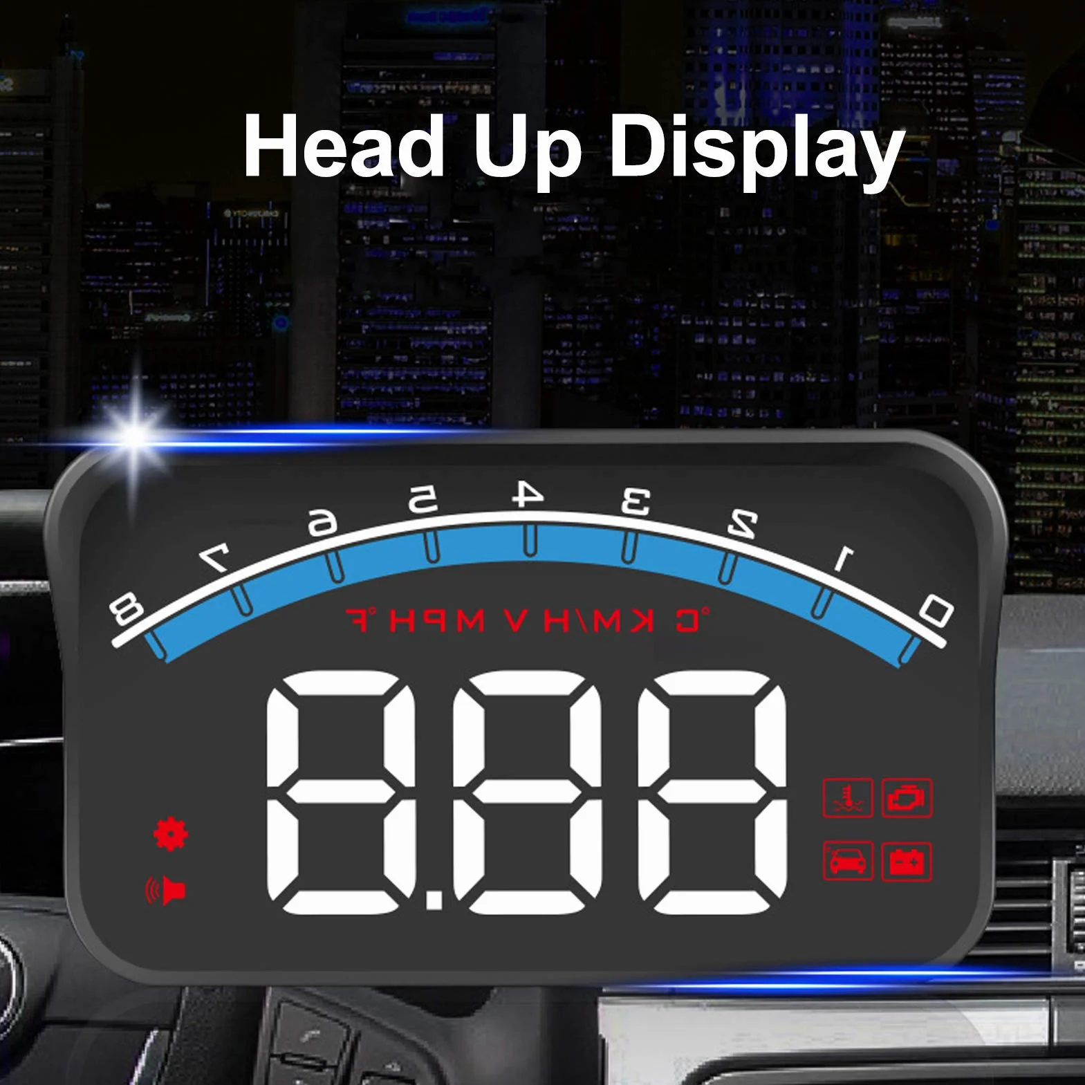 Uniwersalny Wyświetlacz Samochodowy HUD Heads Up, Wyświetlacz Heads-up dla Samochodów, High Definition OBD HUD Projektor Przedniej Szyby Alarm Bezpieczeństwa, Prędkość Wyświetlania, Temperatura Zbiorn