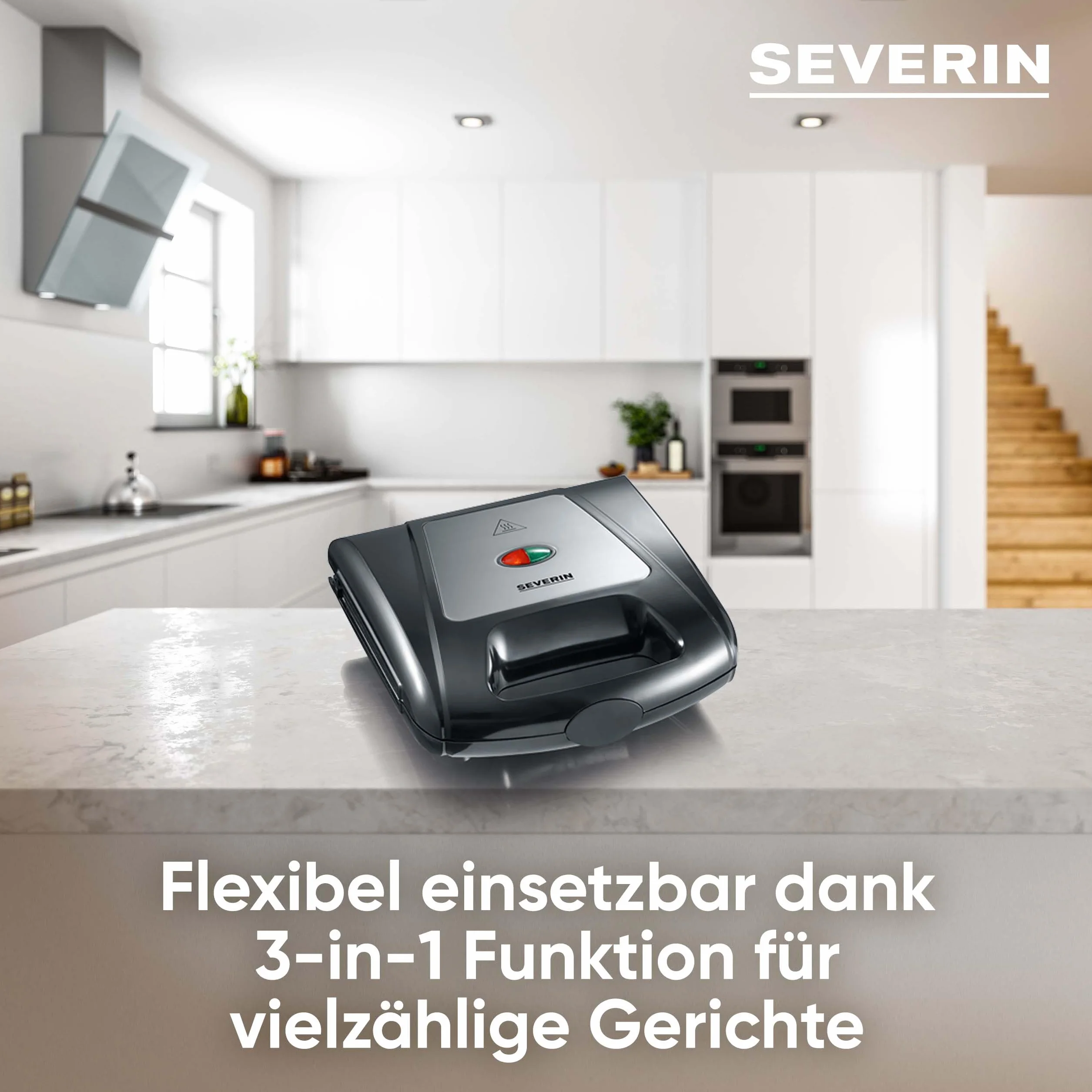 SEVERIN Sandwich-toster 3w1 opiekacz z wymiennymi płytami 1000 W stal nierdzewna SA 2968