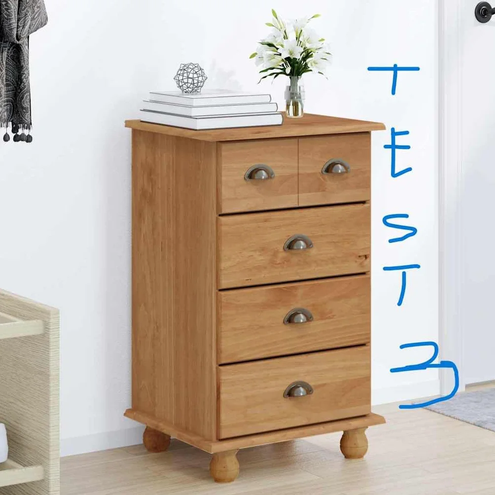 vidaXL Komoda ASKIM Brązowy 45,8 x 40 x 79 cm Lite drewno sosnowe Nowoczesna szafka