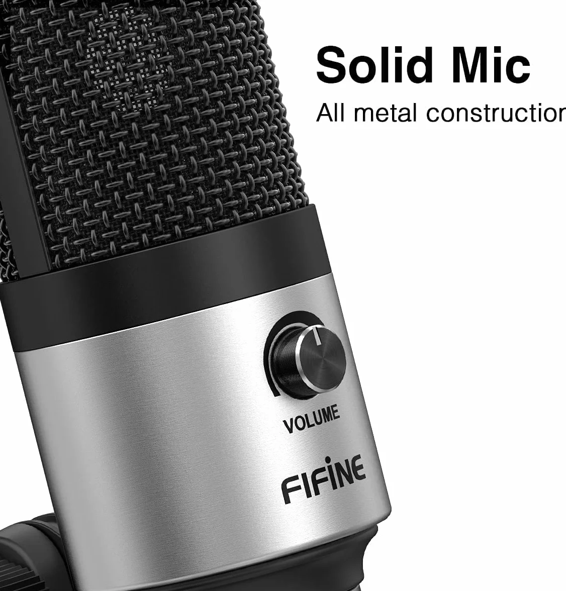 FIFINE Mikrofon PC USB, mikrofon do MAC, PS4, PS5, mikrofon do podcastów ze stojakiem, jakość studyjna nagrywanie mikrofony kondensatorowe - K669S (srebrny)