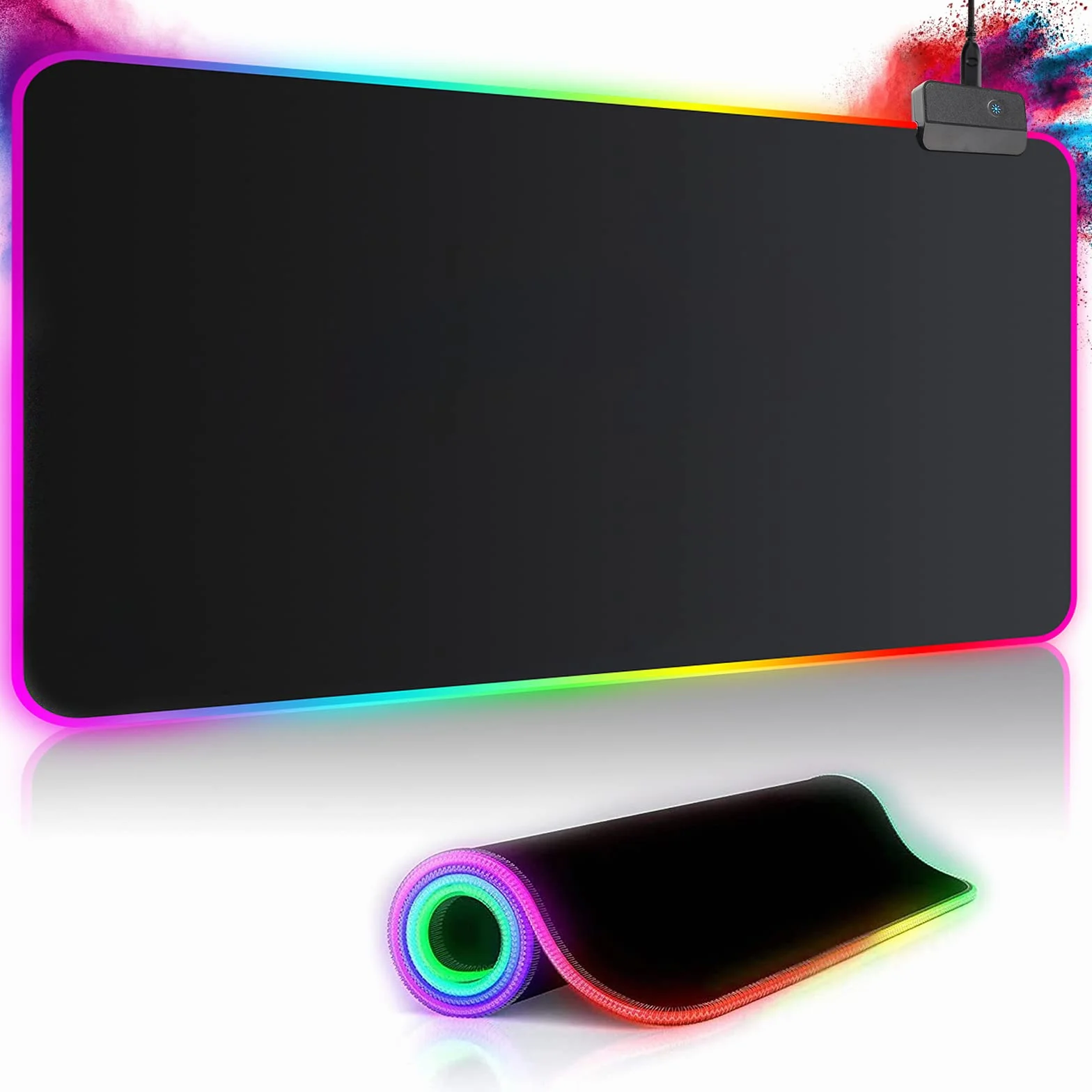 Podkładka pod mysz do gier RGB 800 x 300 mm XXL wodoodporna antypoślizgowa czarna