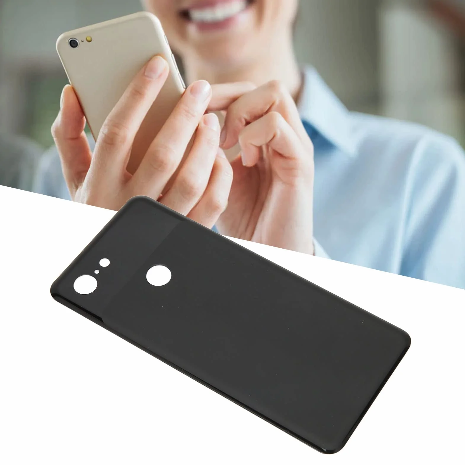 Tylna Pokrywa Baterii Telefonu, 5,5-calowa Szklana Osłona Tylnej Pokrywy Baterii dla Pixel 3 G013A Black