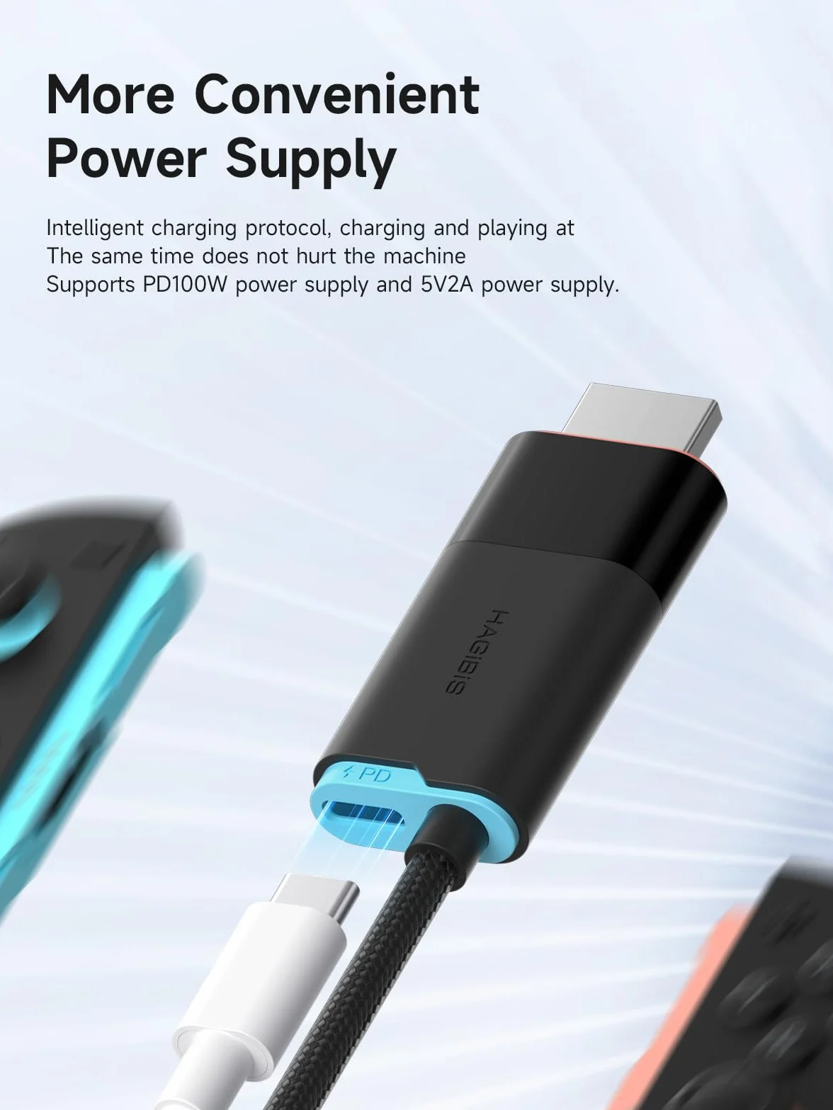Hagibis Stacja dokująca Switch2 do Nintendo Switch1/2 i Switch OLED, USB C na HDMI z 4K przy 60 Hz, 100 W PD, adapter typu C na HDMI