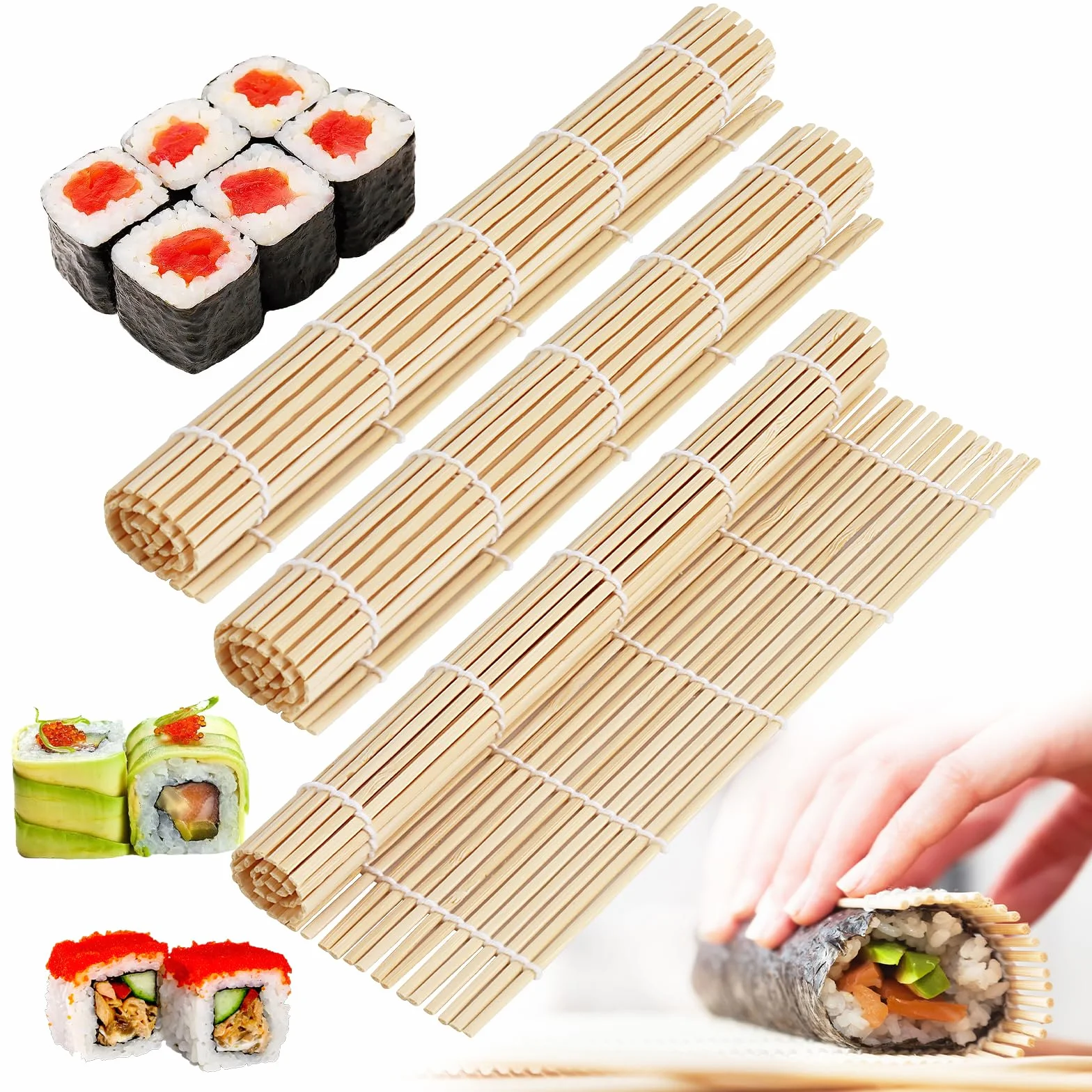 Mata do sushi bambusowa 24 x 24 cm naturalna rolka do maki