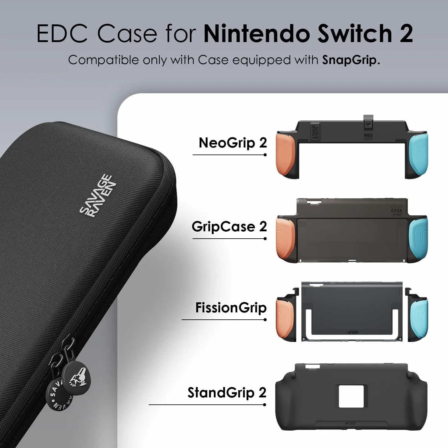 Savage Raven by Skull & Co. Every Day Slim Carrying Case for Nintendo Switch 2, Portable Hard Shell Protective Travel Case