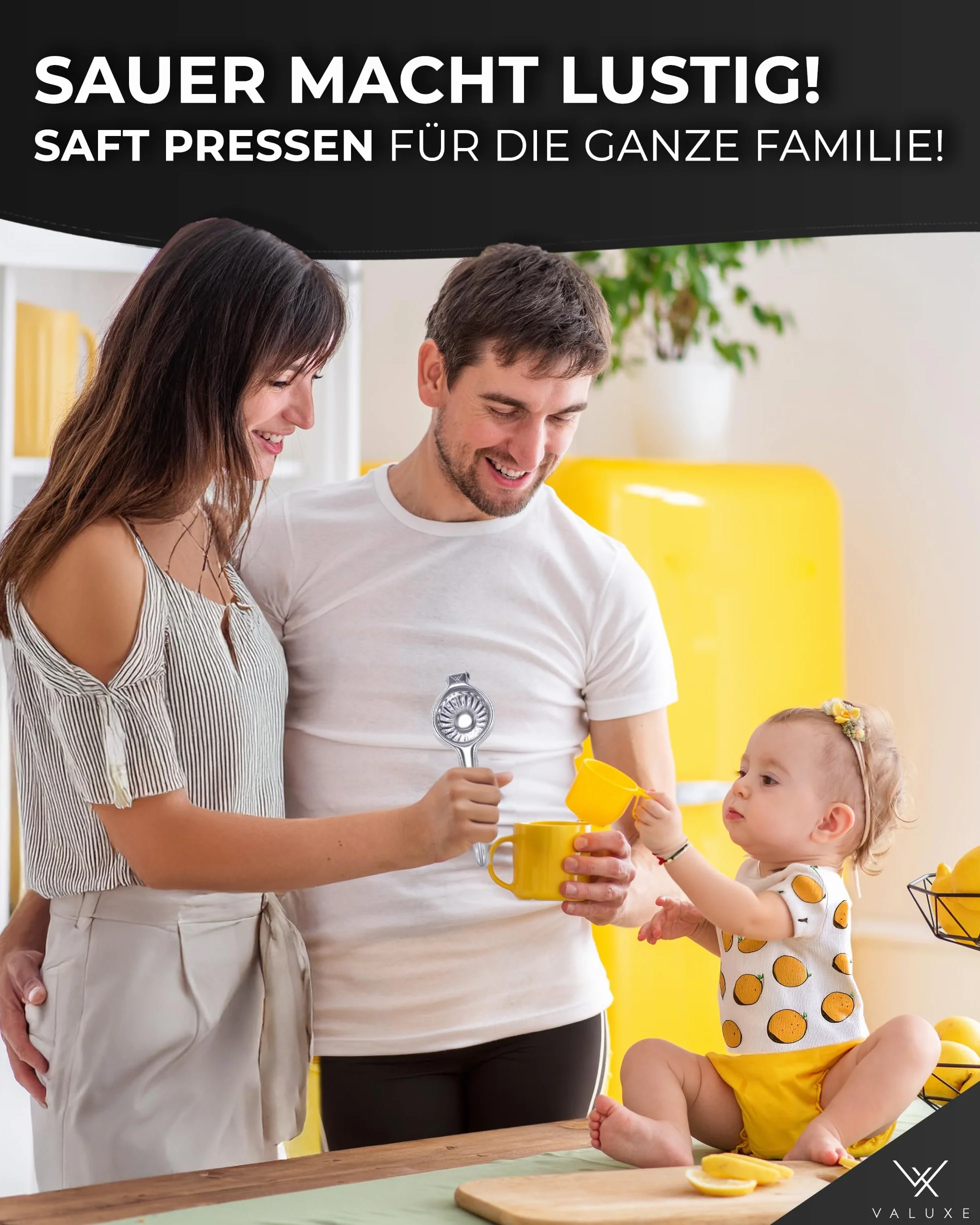 VALUXE® Premium wyciskarka do cytryn ze stali nierdzewnej - ręczna wyciskarka do cytrusów na cytryny, limonki i małe pomarańcze - ręczna wyciskarka do limonek, ręczna wyciskarka do cytrusów