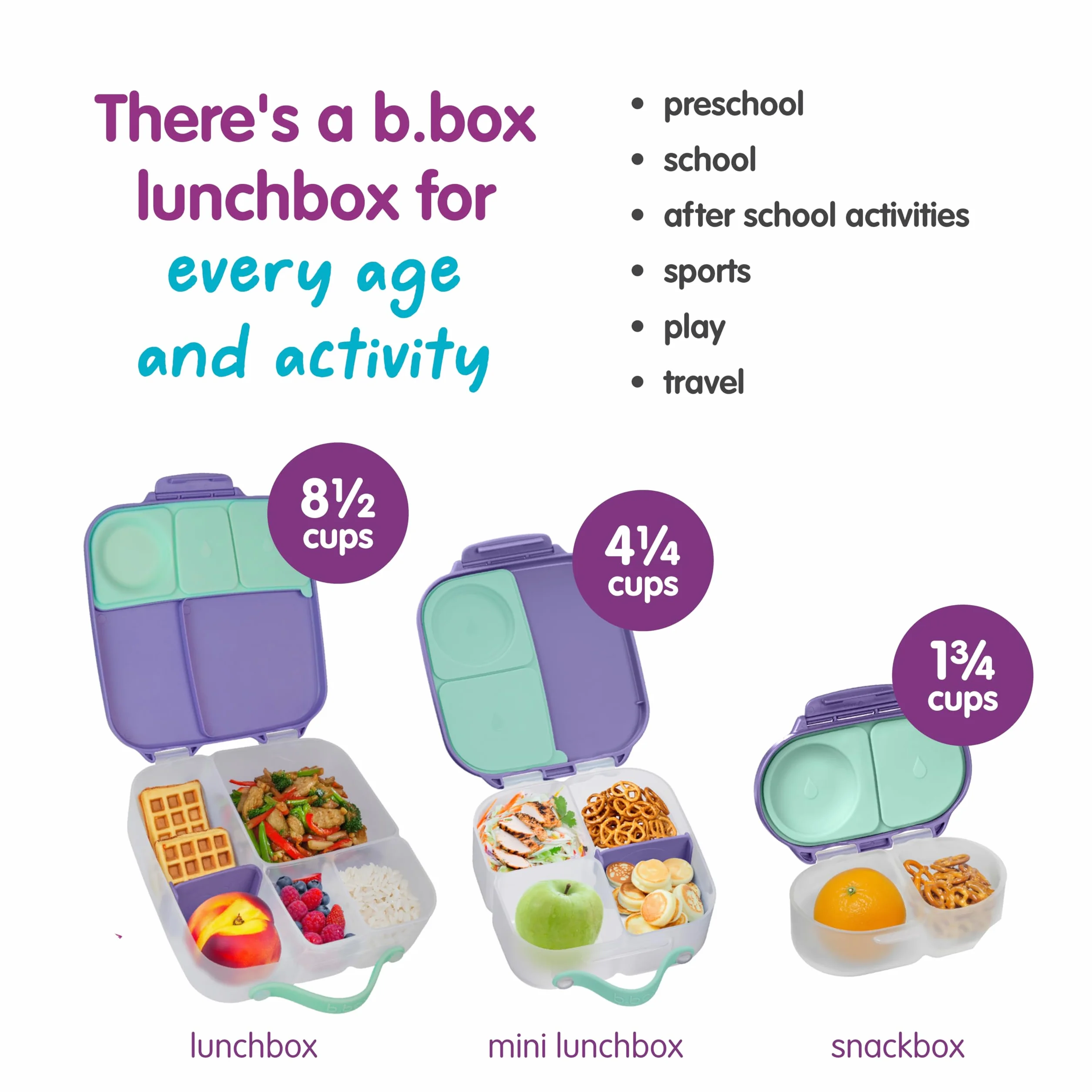 b.box Mini pudełko na lunch dla dzieci z 3 przegródkami, wolne od BPA