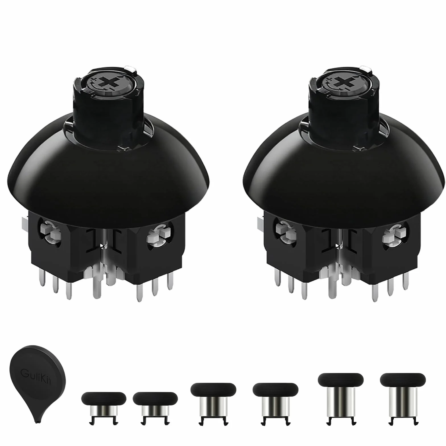 AKNES GuliKit Elektromagnetyczne Joysticki TMR dla kontrolera DualSense PS5 / DualSense Edge (PS5 Edge), Wymienne drążki z regulacją napięcia 720°, z 3 parami nakładek o różnych wysokościach