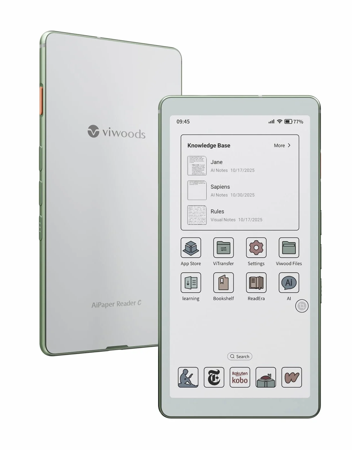 VIWOODS 6,13’’ AiPaper Reader C z kolorowym wyświetlaczem, czytnik e-booków E Ink z regulowanym ciepłym i zimnym światłem, ultracienki i lekki, zintegrowany z AI, 128 GB pamięci
