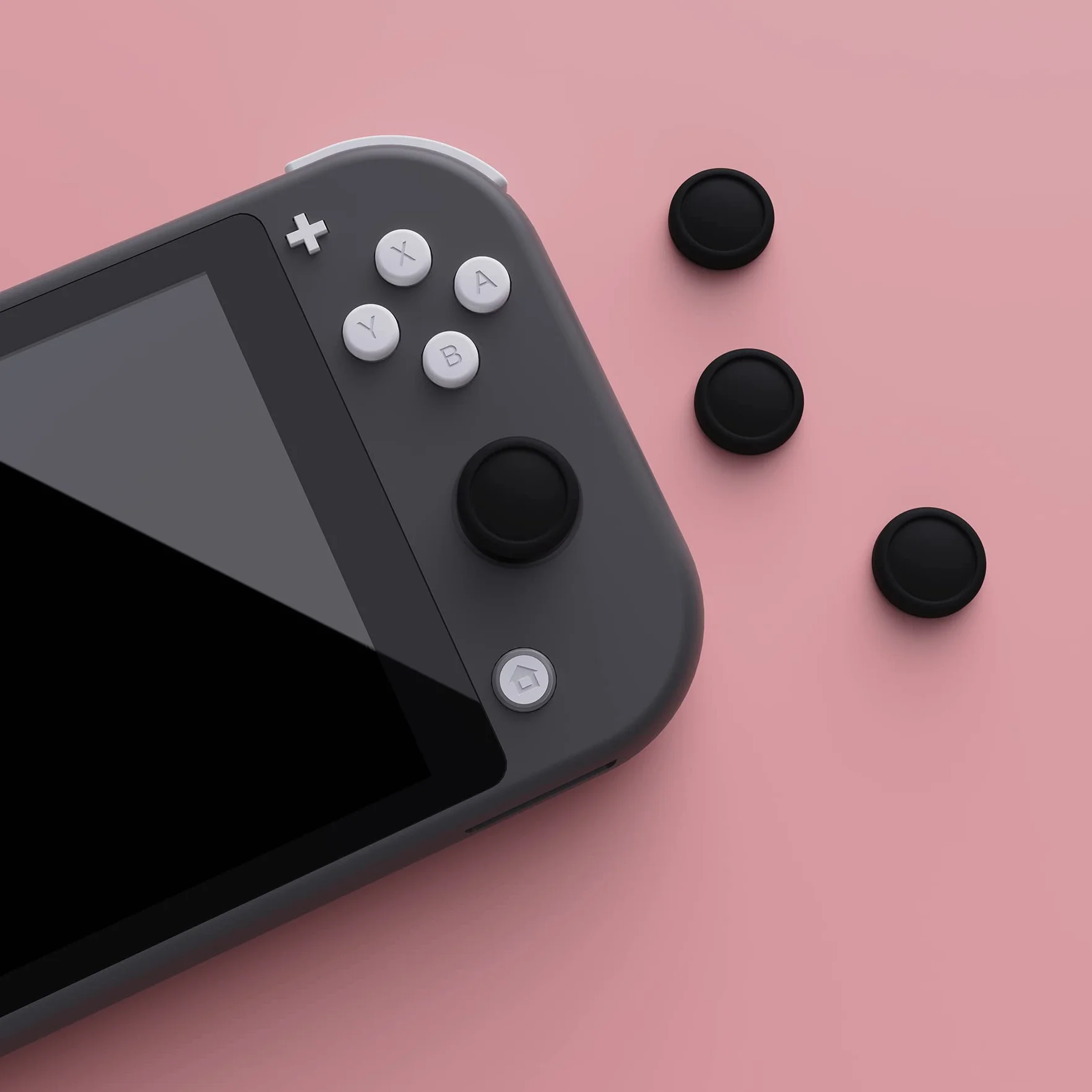 PlayVital Joystick Caps do Switch,Thumb Grip Caps do Switch Lite,Silikonowa Osłona Analogowa do Switch OLED Joycon Uchwytów na Kciuk do Switch & Switch Lite & Switch OLED-Czarny