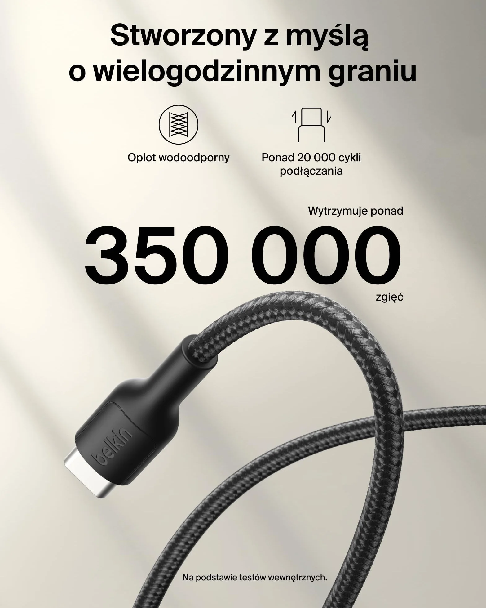 Belkin Kabel USB-C na USB-C 60W 2m Czarny do szybkiego ładowania Nintendo Switch 2 iPhone 16