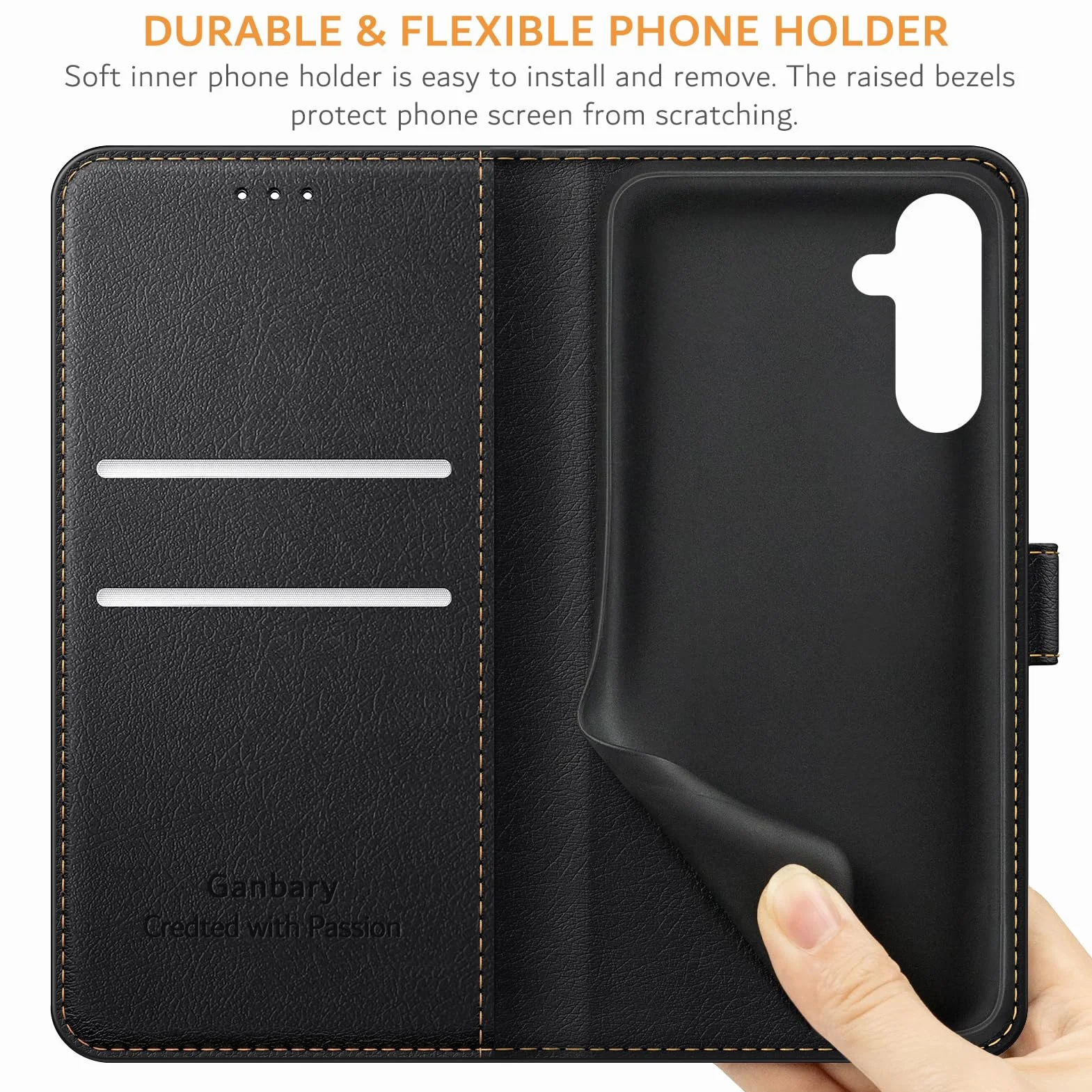 Ganbary Etui kompatybilne z Samsung Galaxy A16 4G/ 5G, wysokiej jakości etui z klapką ze skóry PU [pełna ochrona] [przegródki na karty] [podpórka] do Samsung Galaxy A16 4G/ 5G, czarne