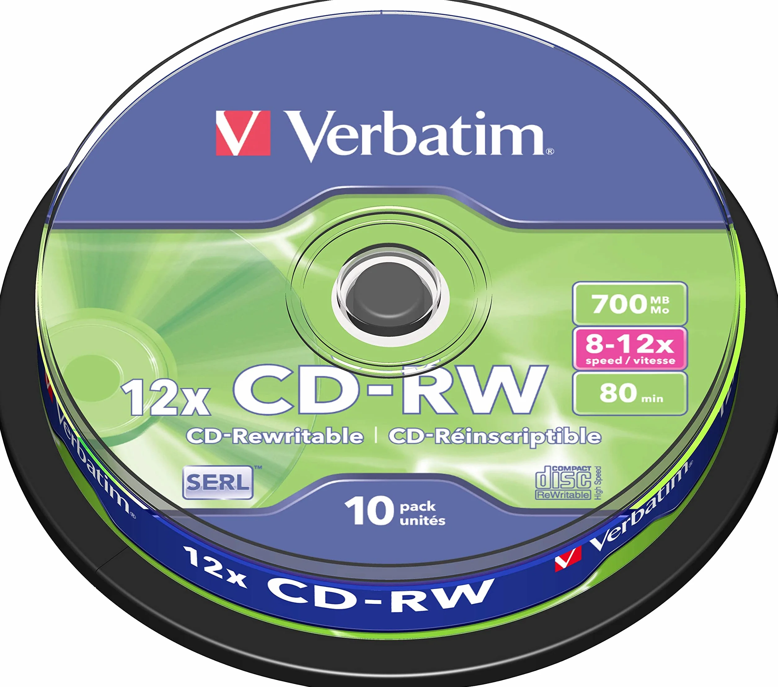 CDRW 80 min 700 MB 8-10 X SUPLSCRATCH RESISTANT 10 PK SPINDEL