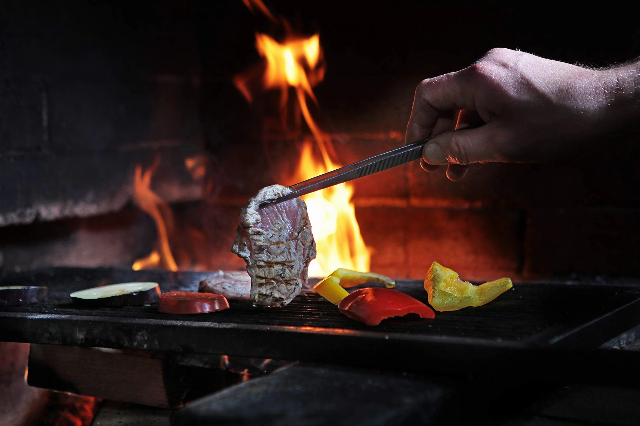 Marindo Grillpinzette | Kochpinzette | Küchenpinzette | 30cm lang | rostfreier Edelstahl | spülmaschinenfest | gerade Form | Fleischpinzette | Bratpinzette (Edelstahl)