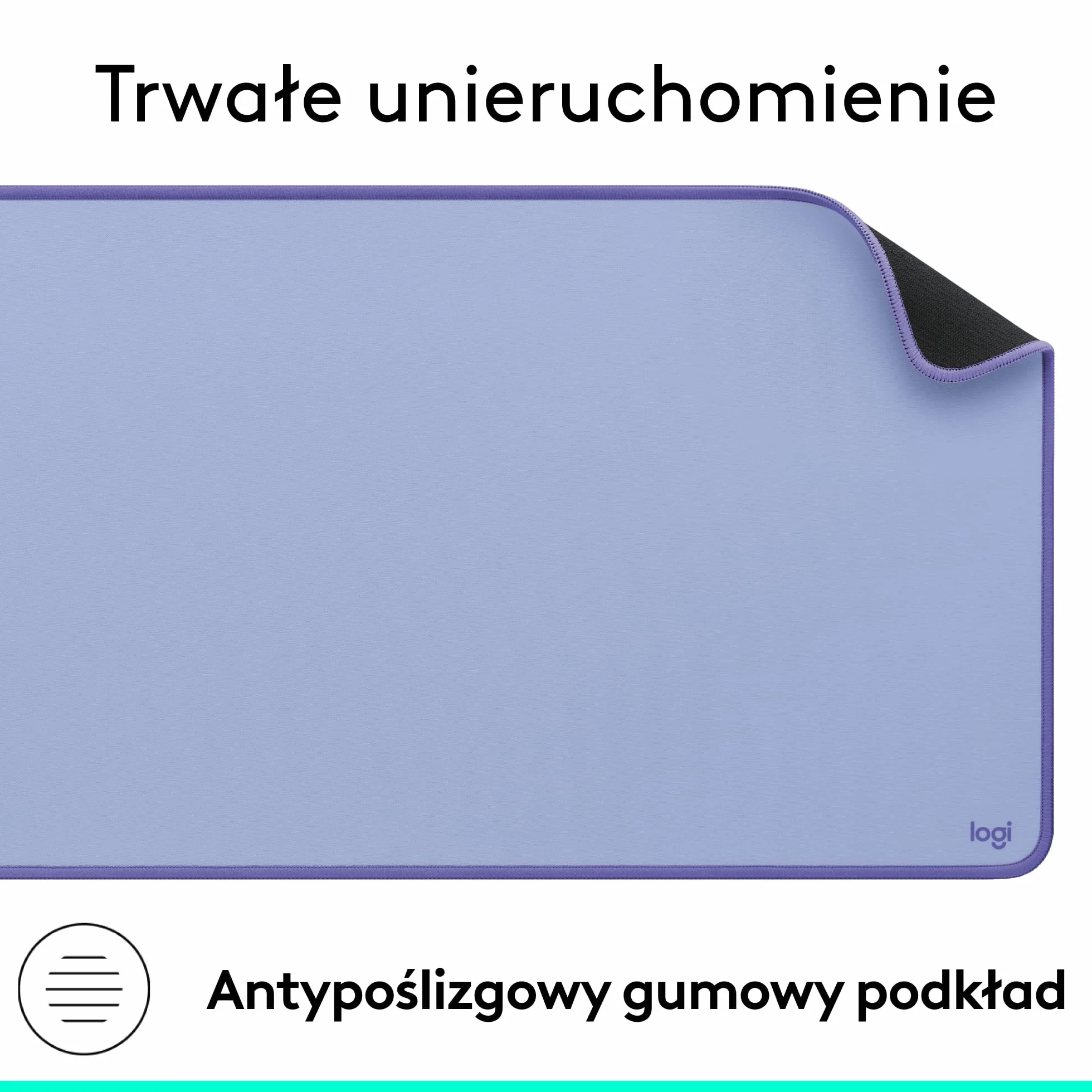 Logitech Desk Mat - Studio Series, Wielofunkcyjna duża mata na biurko, szeroka podkładka pod myszkę, antypoślizgowa, odporna na zalanie, trwały materiał - Liliowy