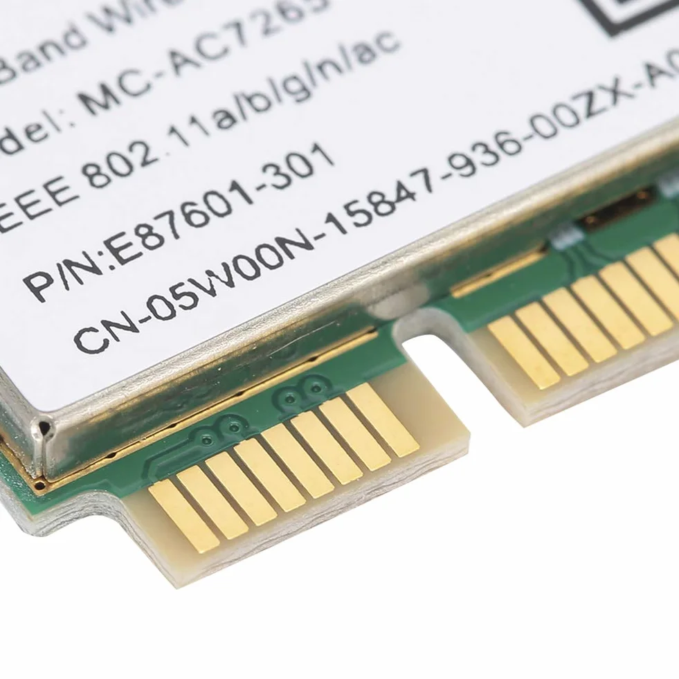 Fdit Sieciowa karta Bluetooth, dwuzakresowy bezprzewodowy adapter WiFi AC 7265, 2,4 G 300 Mb/s/5G 867 Mbps High Speed Bluetooth 4.2, 802.11a/b/g/n/AC PCI-E Half Mini Card